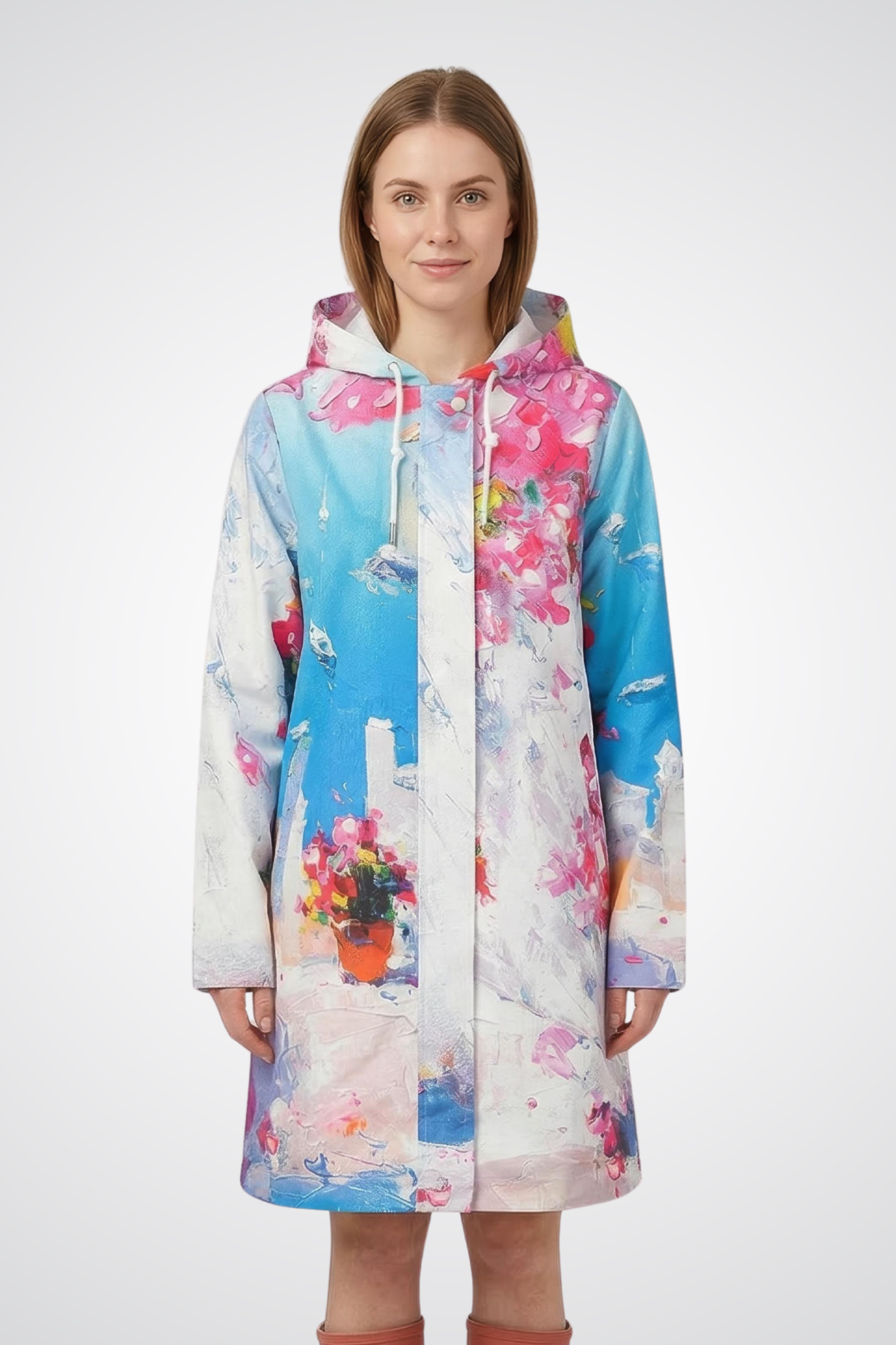 Summer In Santorini Raincoat