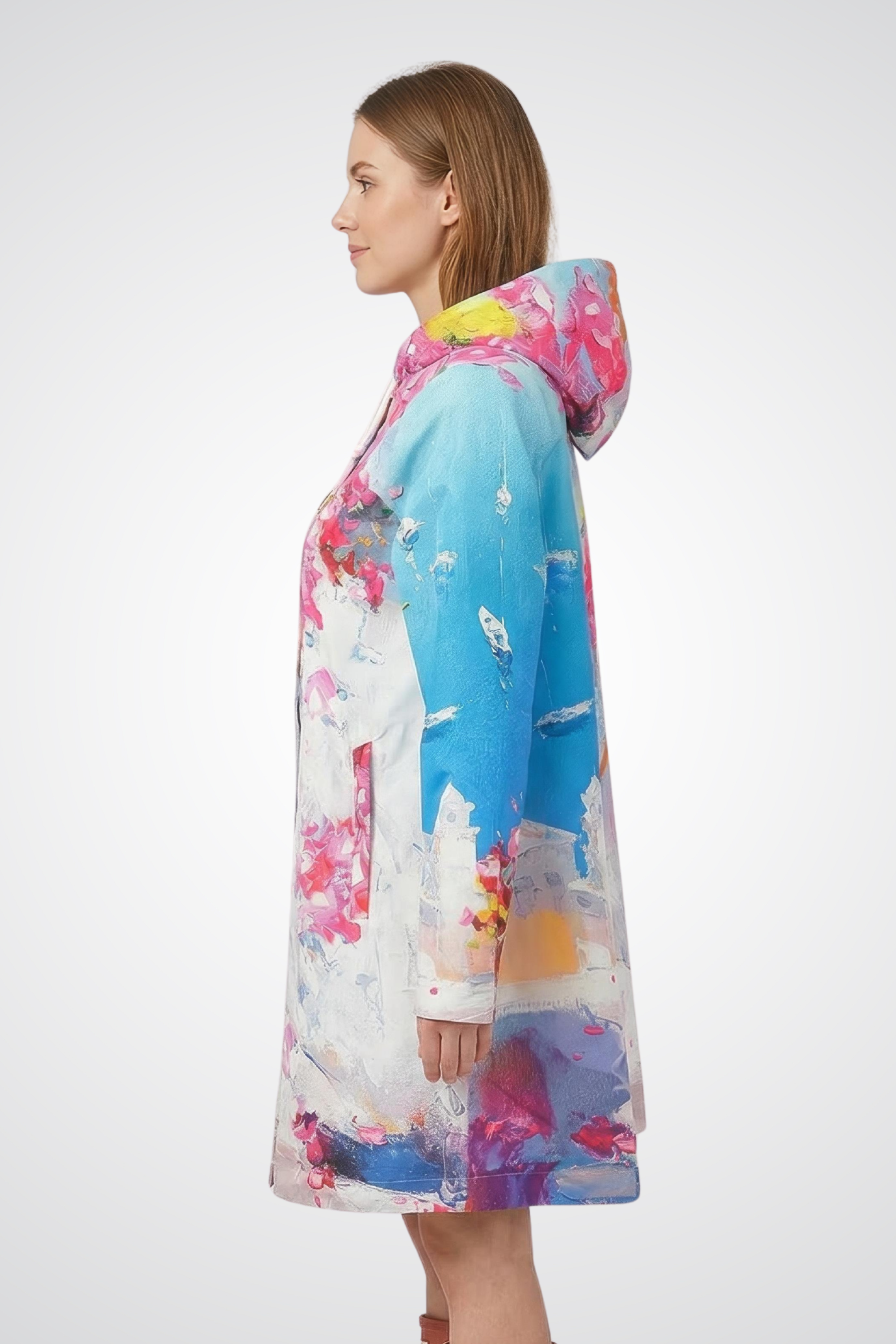Summer In Santorini Raincoat