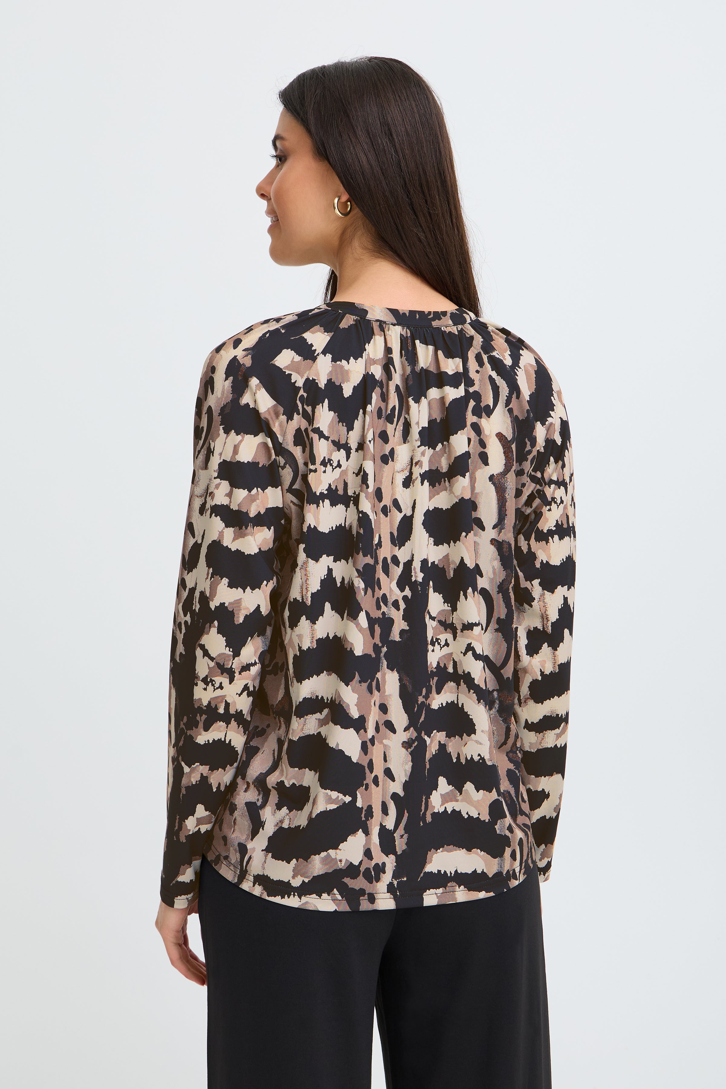 Fransa Long Sleeve V-Neck Top - Style 20618221