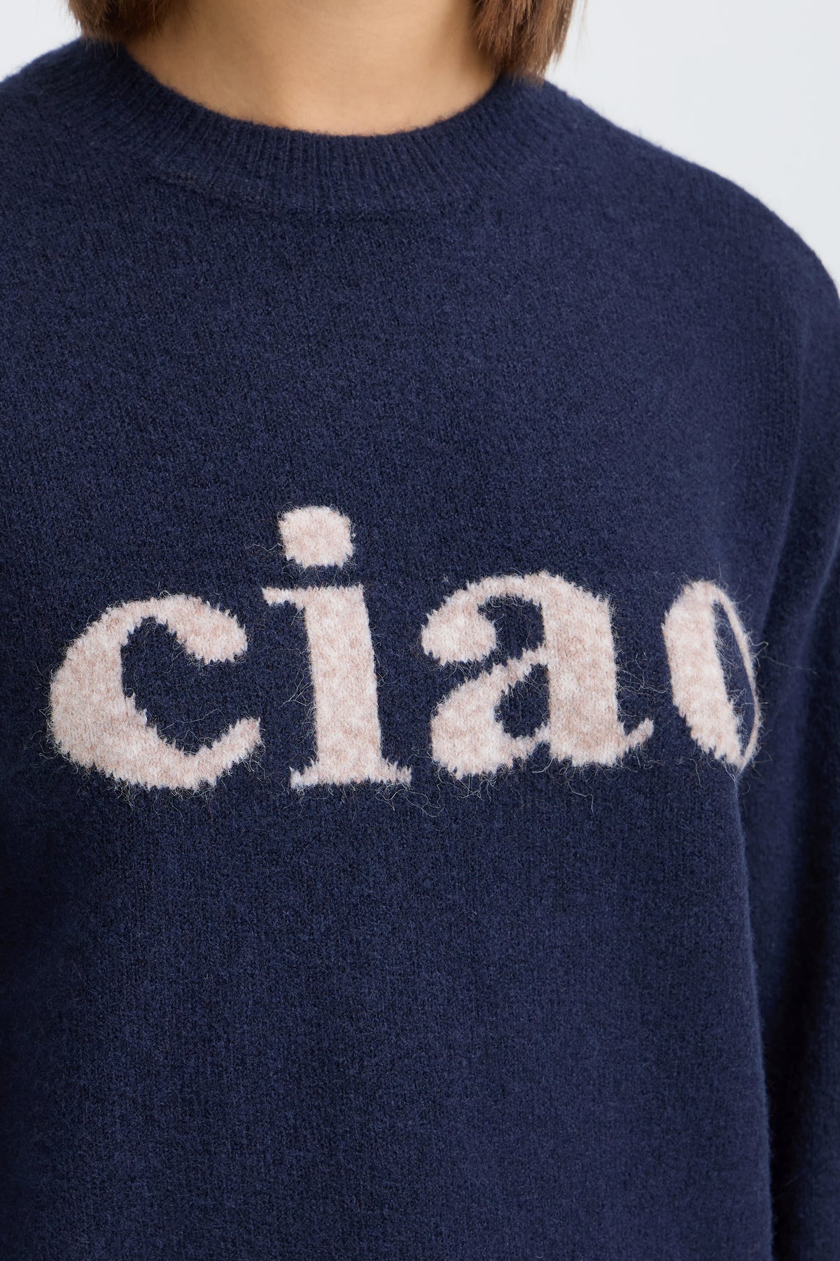 Fransa Crew Neck "Ciao" Sweater - Style 20618303