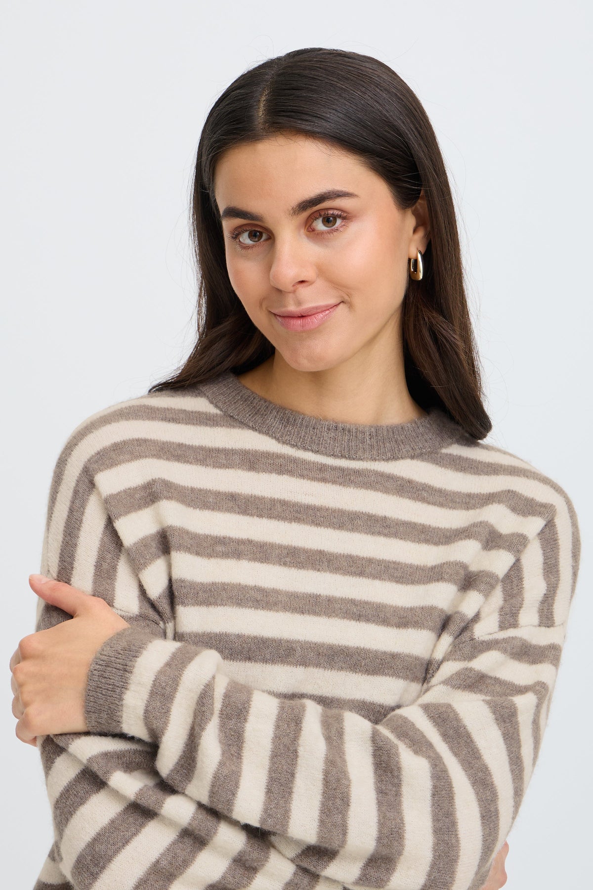 Fransa Crew Neck Striped Pullover - Style 20618351