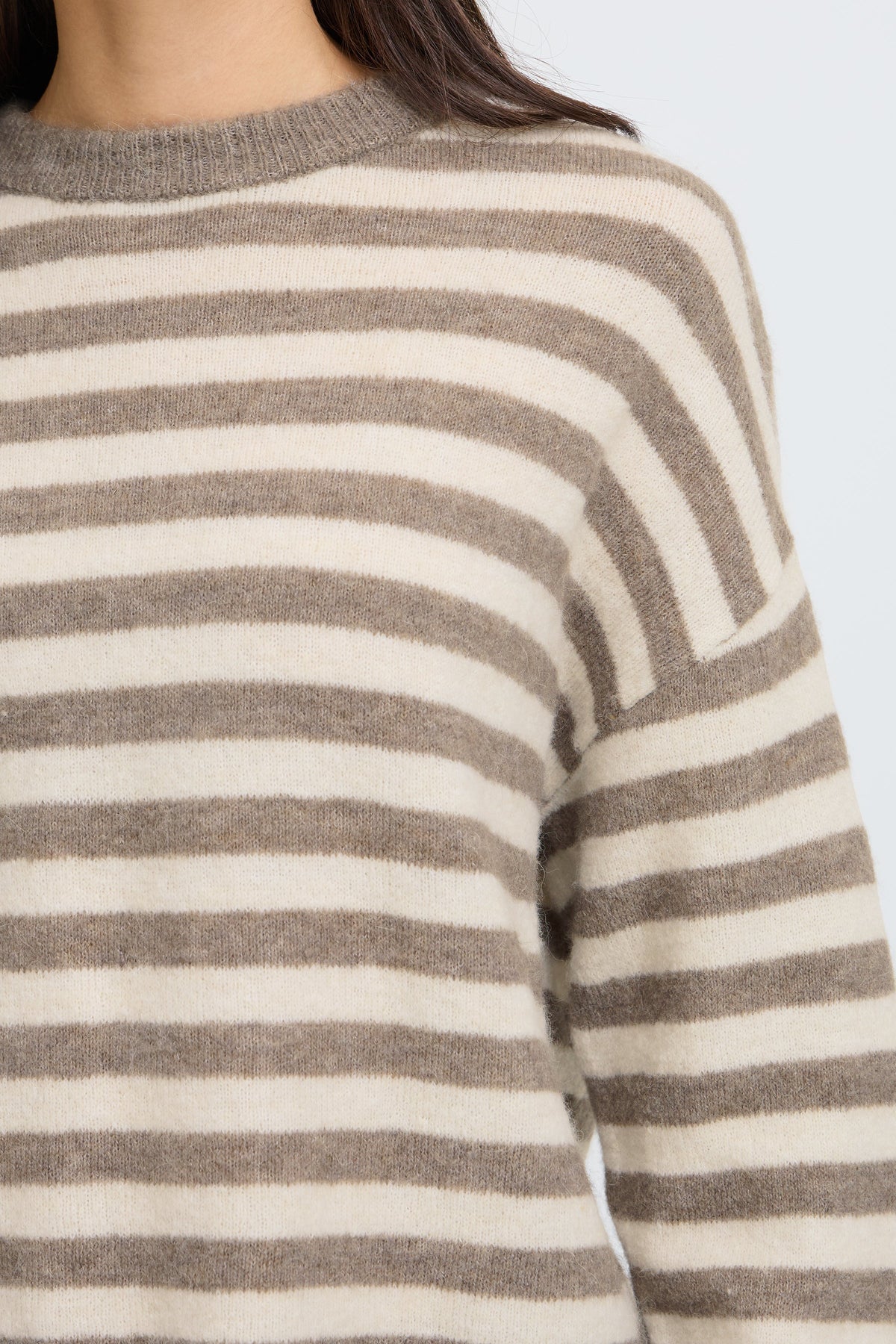 Fransa Crew Neck Striped Pullover - Style 20618351