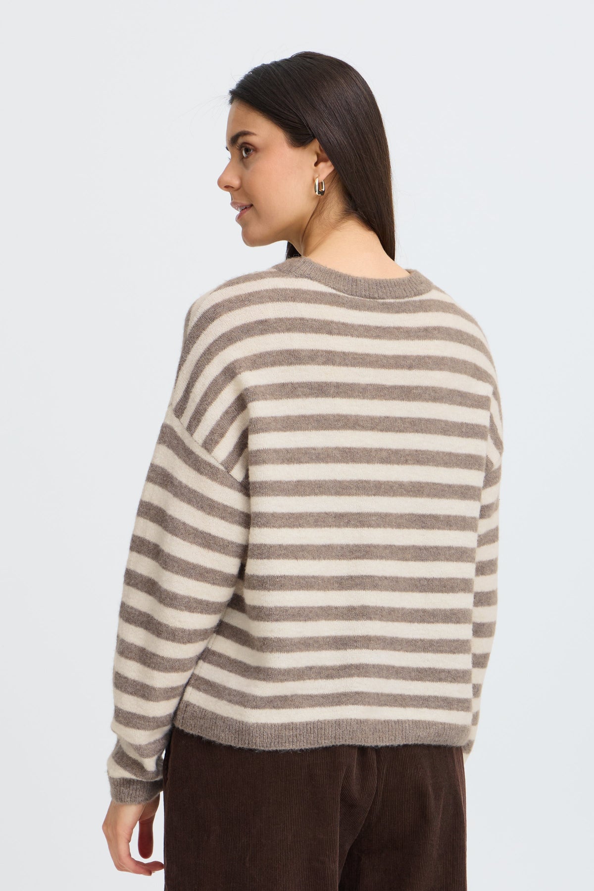 Fransa Crew Neck Striped Pullover - Style 20618351