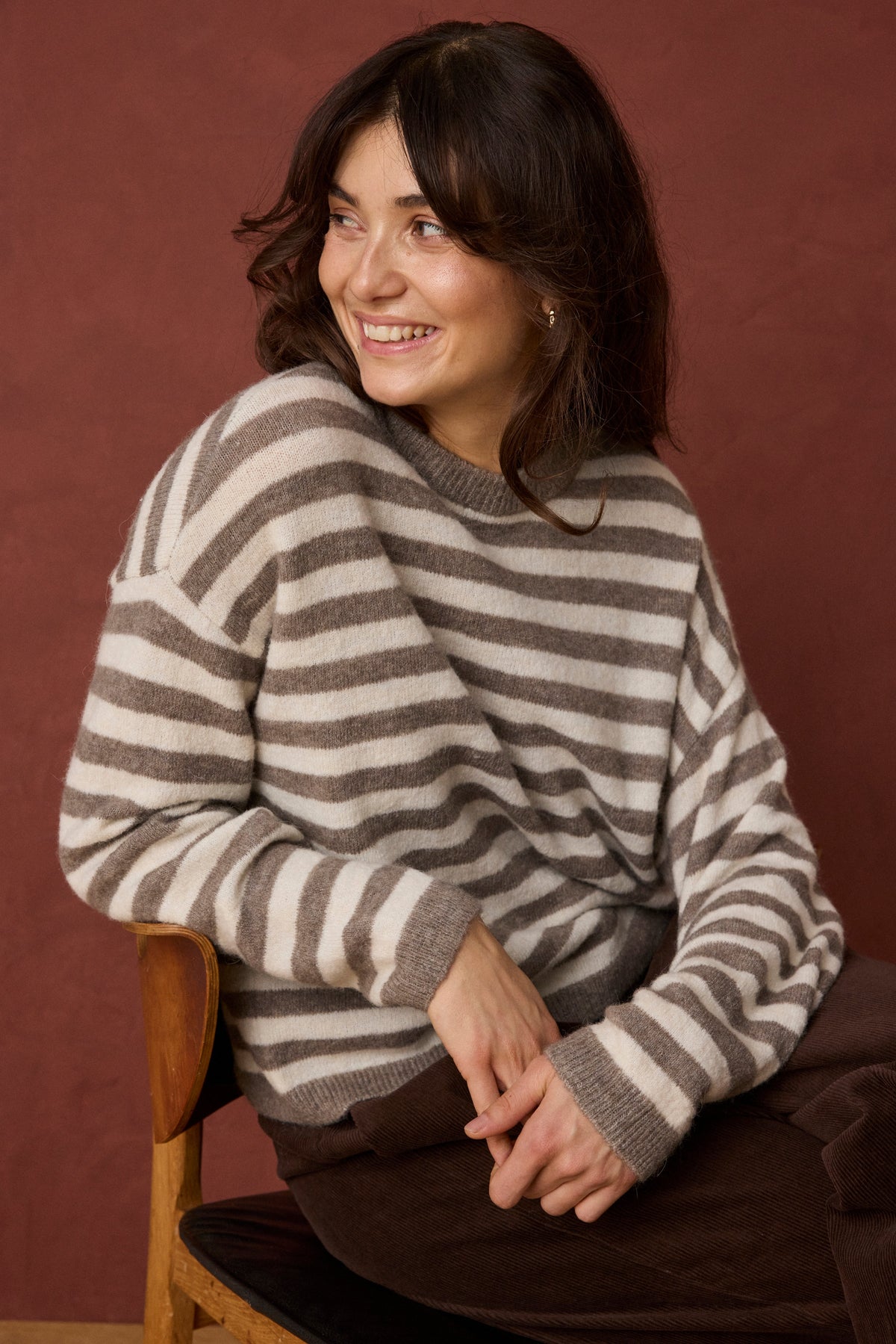 Fransa Crew Neck Striped Pullover - Style 20618351