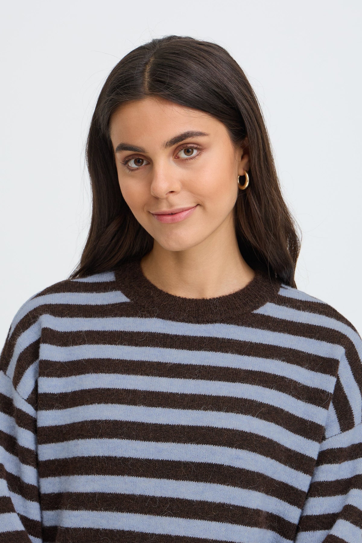 Fransa Crew Neck Striped Pullover - Style 20618351B