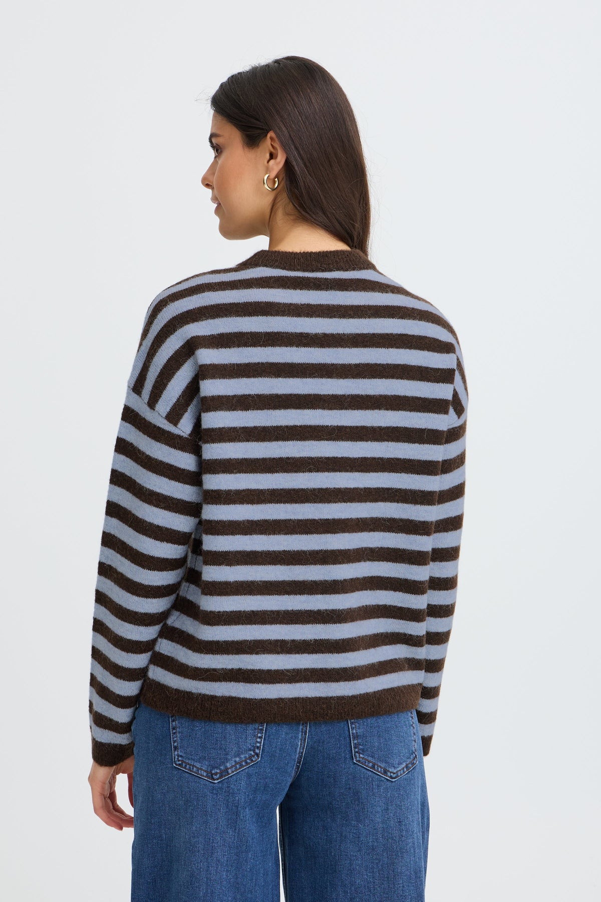 Fransa Crew Neck Striped Pullover - Style 20618351B