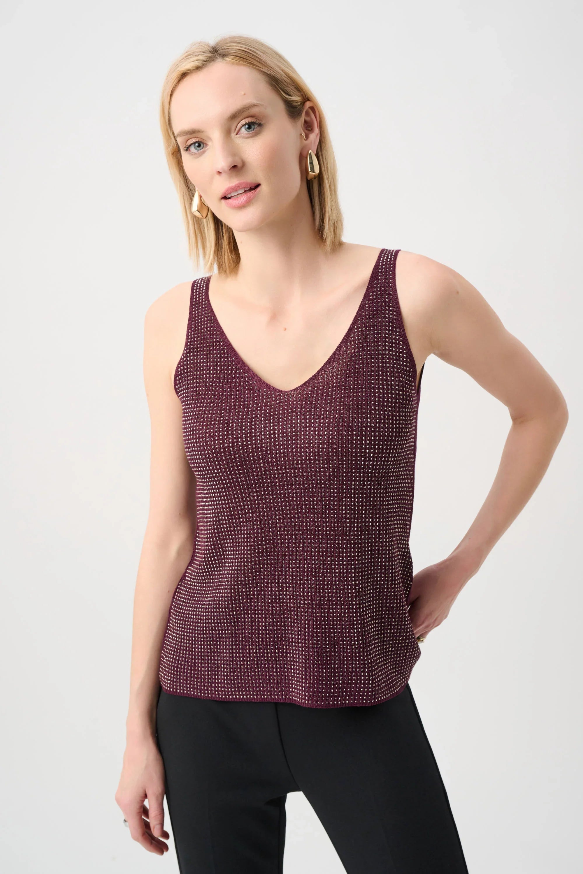 Metallic Ribbed V-Neck Camisole