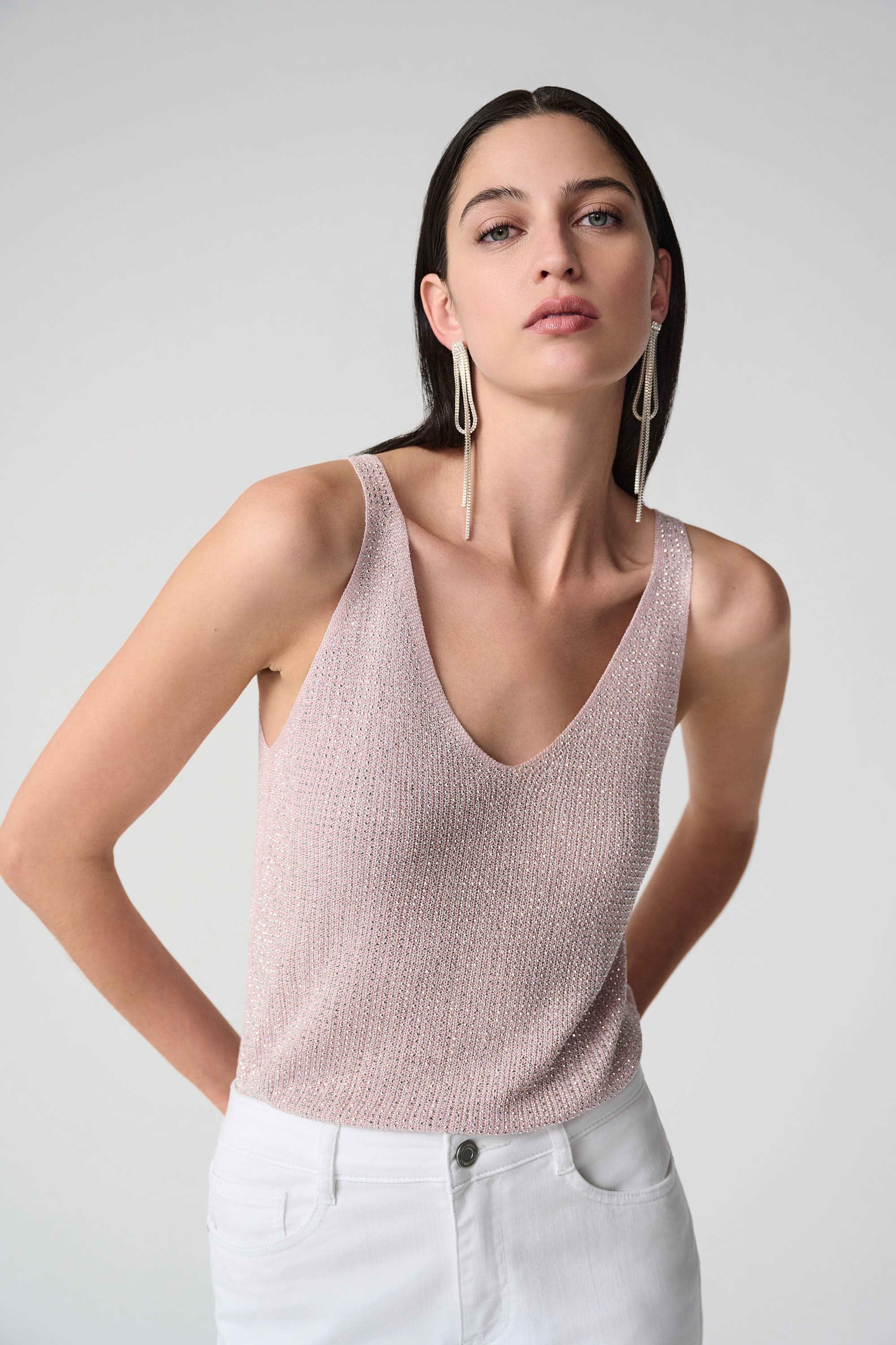 Metallic Ribbed V-Neck Camisole