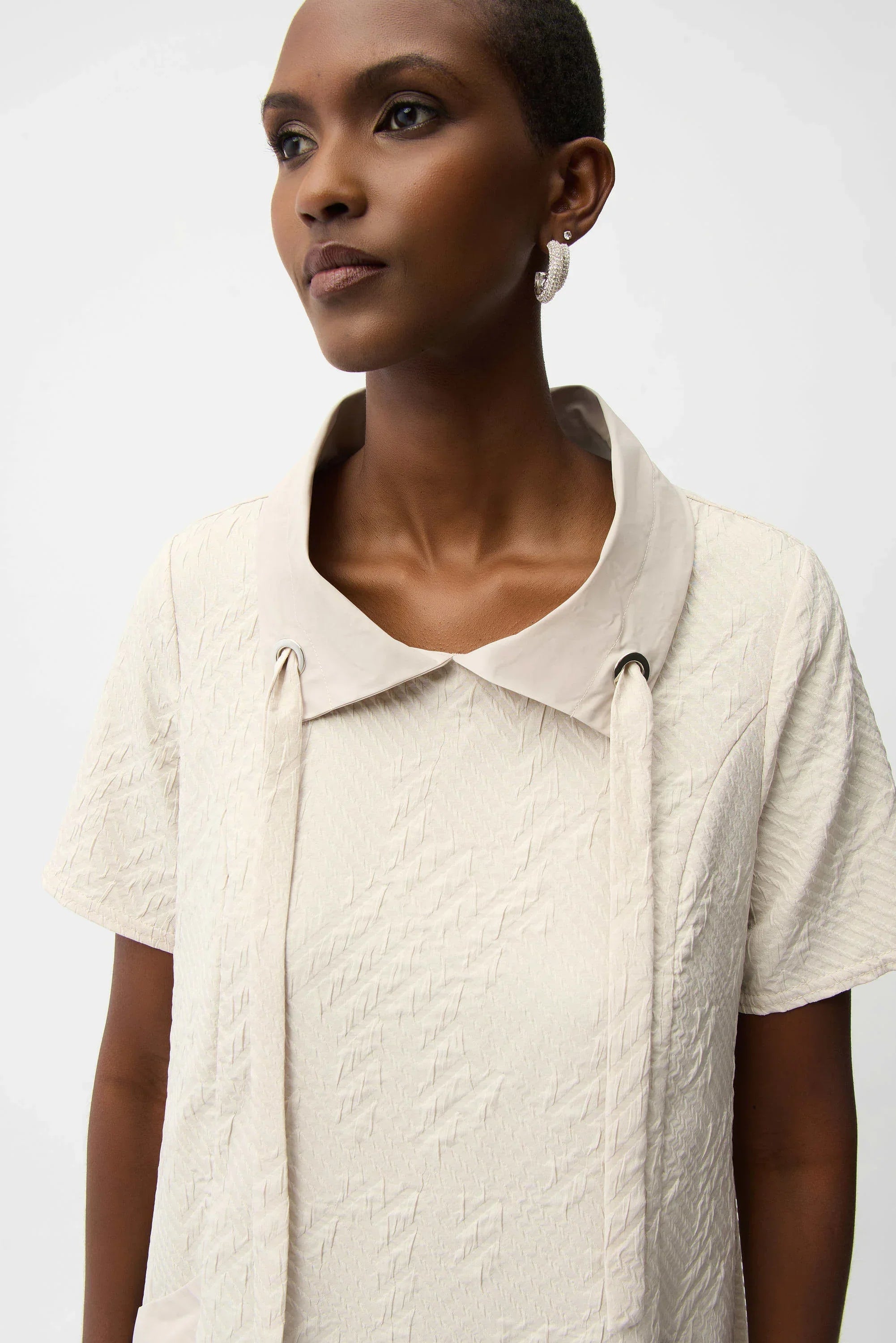 Jacquard Eyelet Shirt Dress