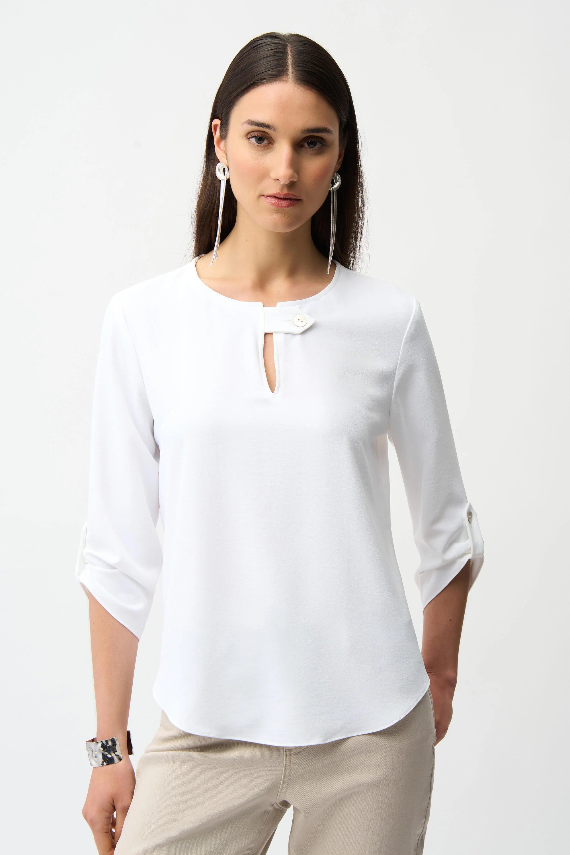 Eggshell Top With Keyhole Neckline