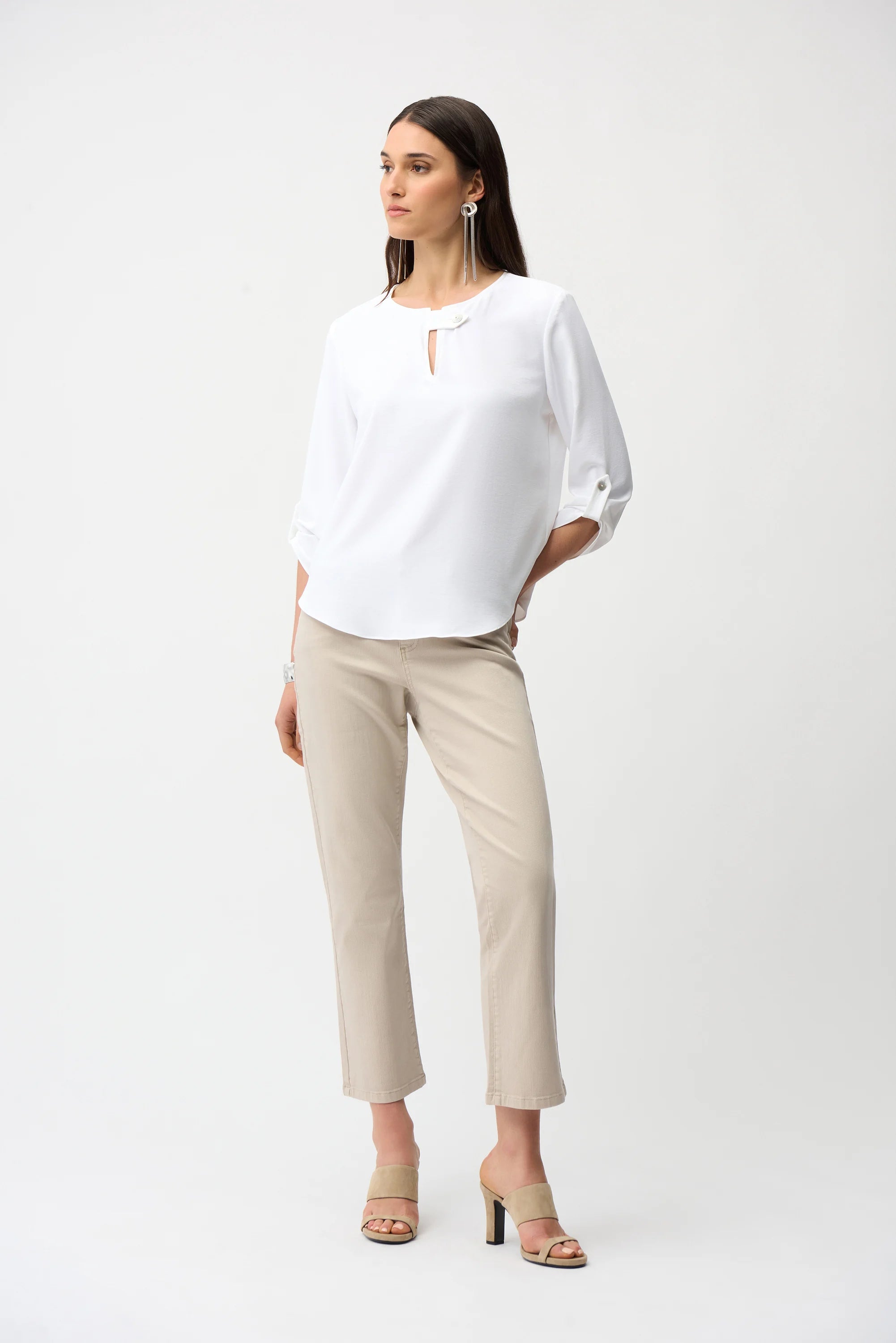 Eggshell Top With Keyhole Neckline