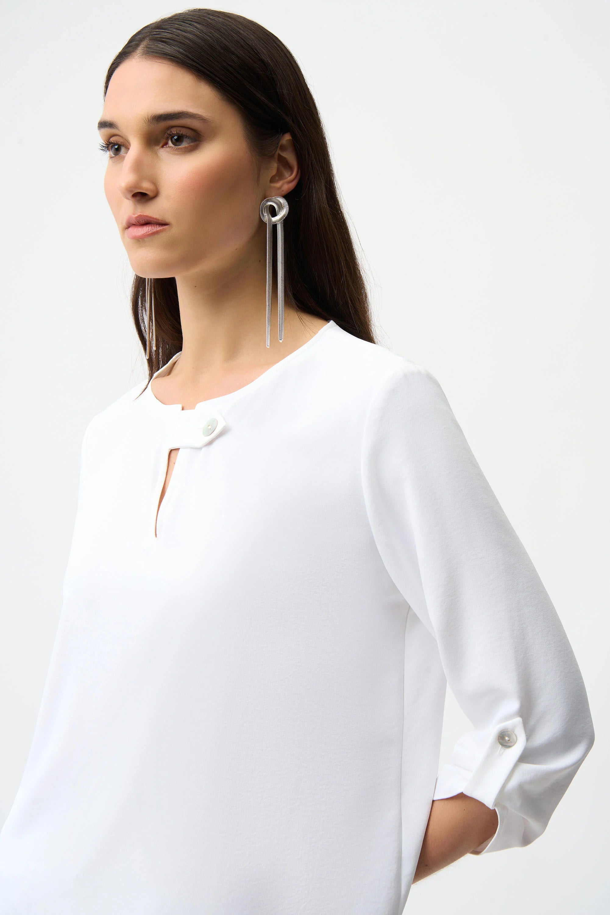 Eggshell Top With Keyhole Neckline