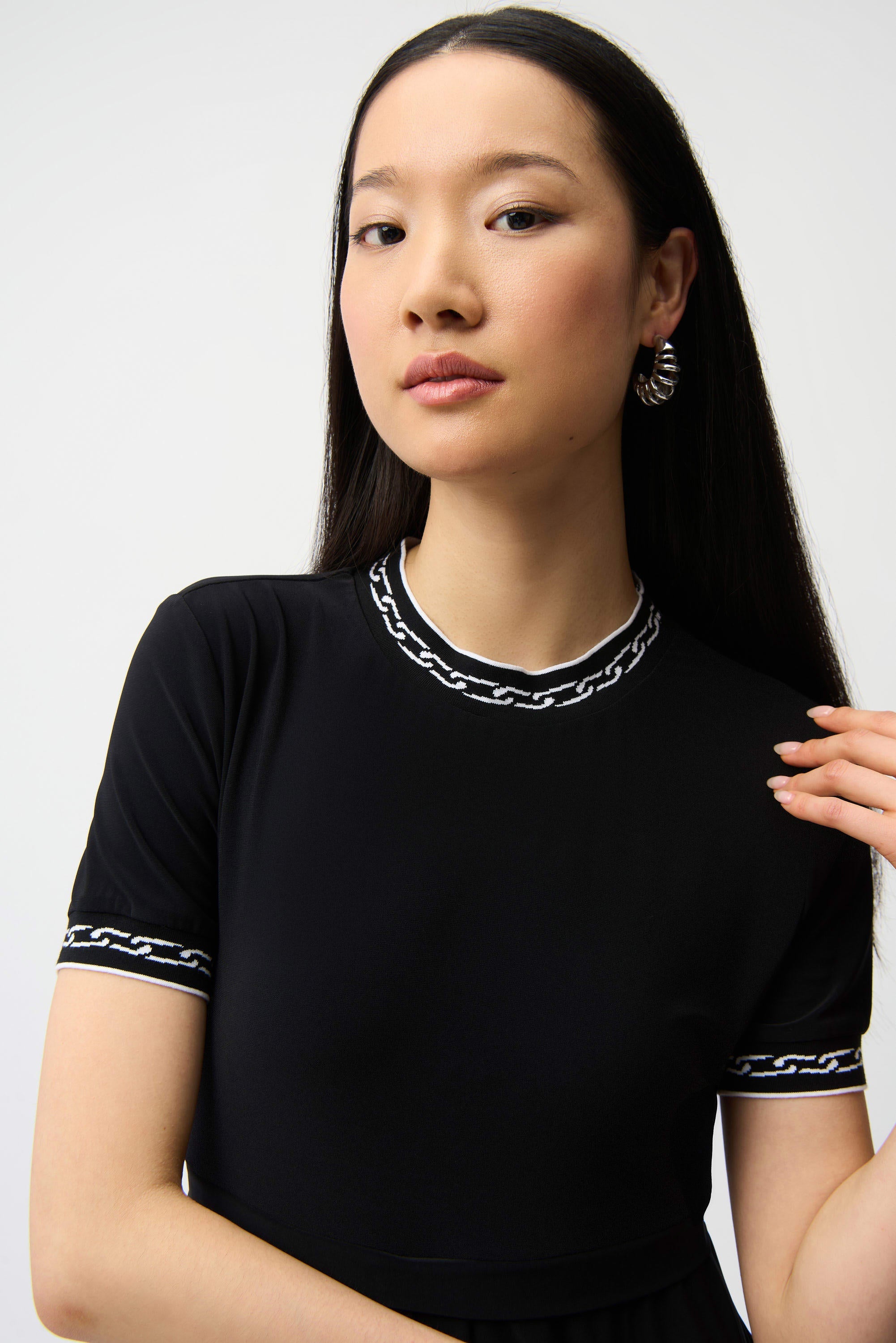 Silky Knit Fit and Flare Dress With Button Front Skirt