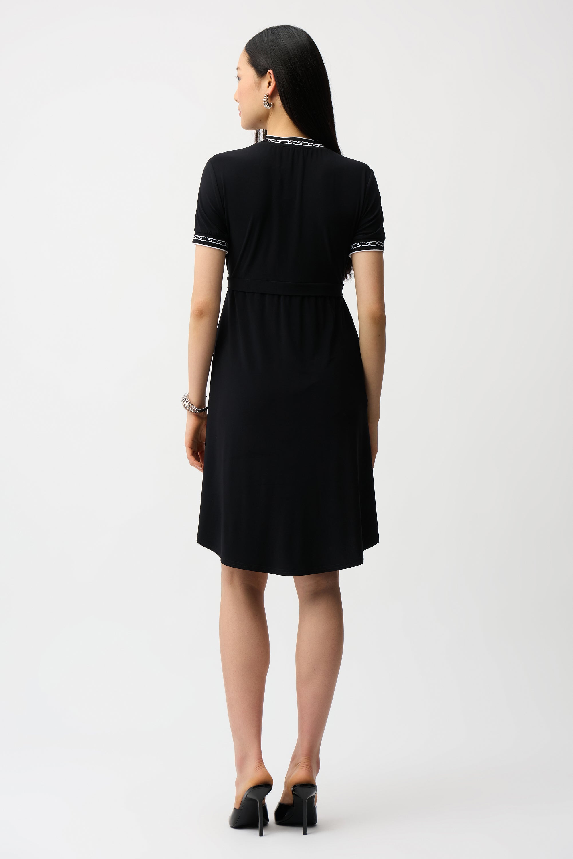 Silky Knit Fit and Flare Dress With Button Front Skirt