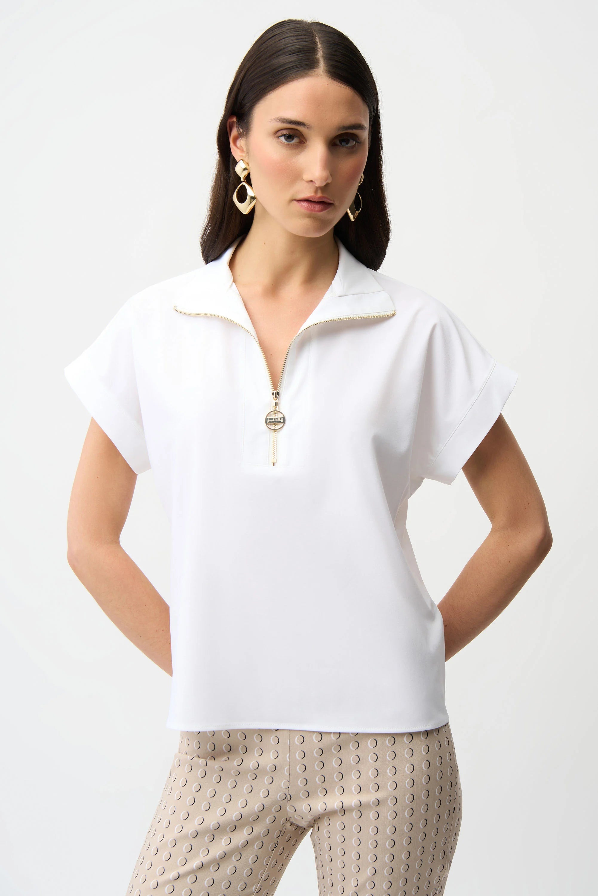 Zip Collar Structured Top