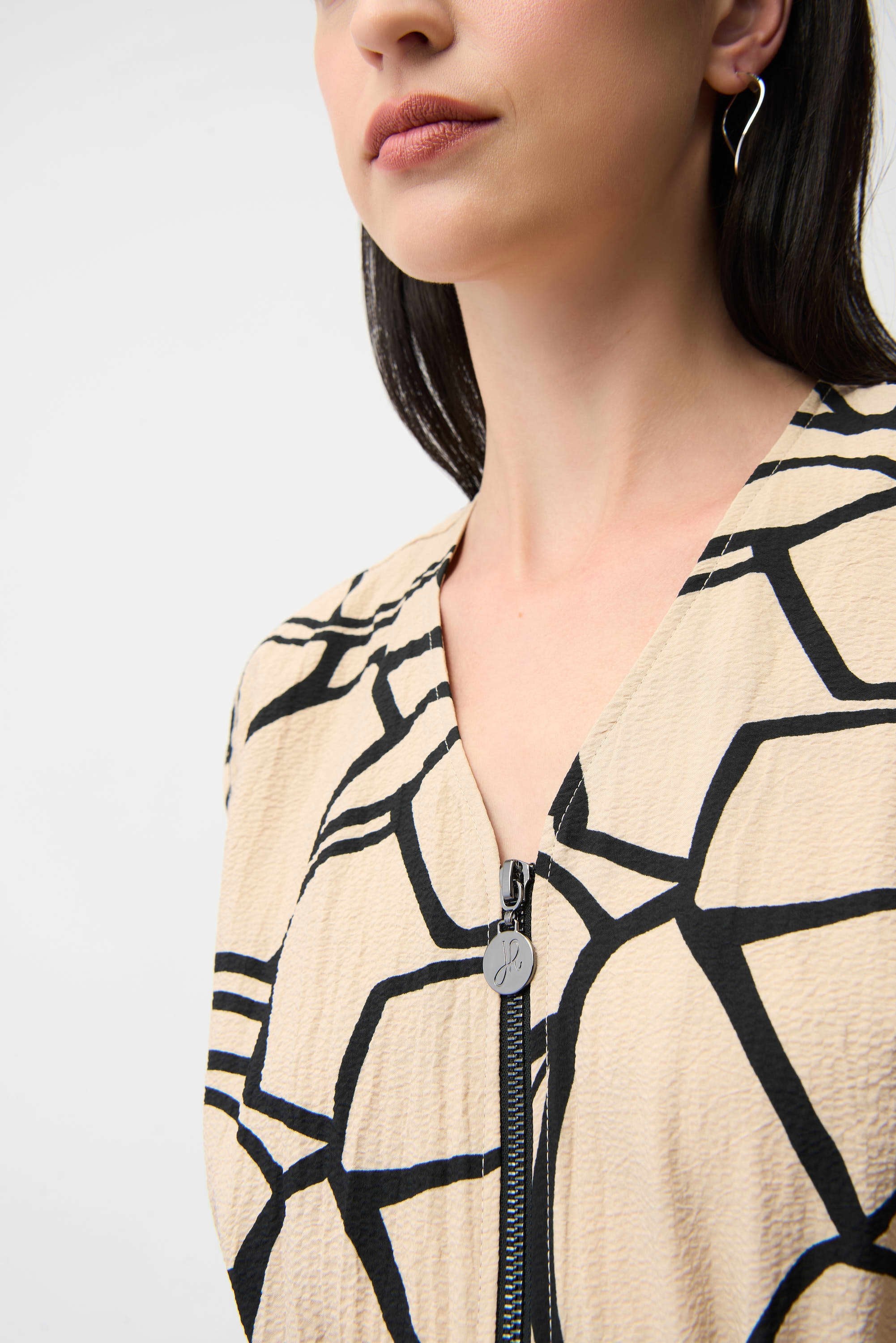 Seersucker Abstract Print Fit and Flare Dress