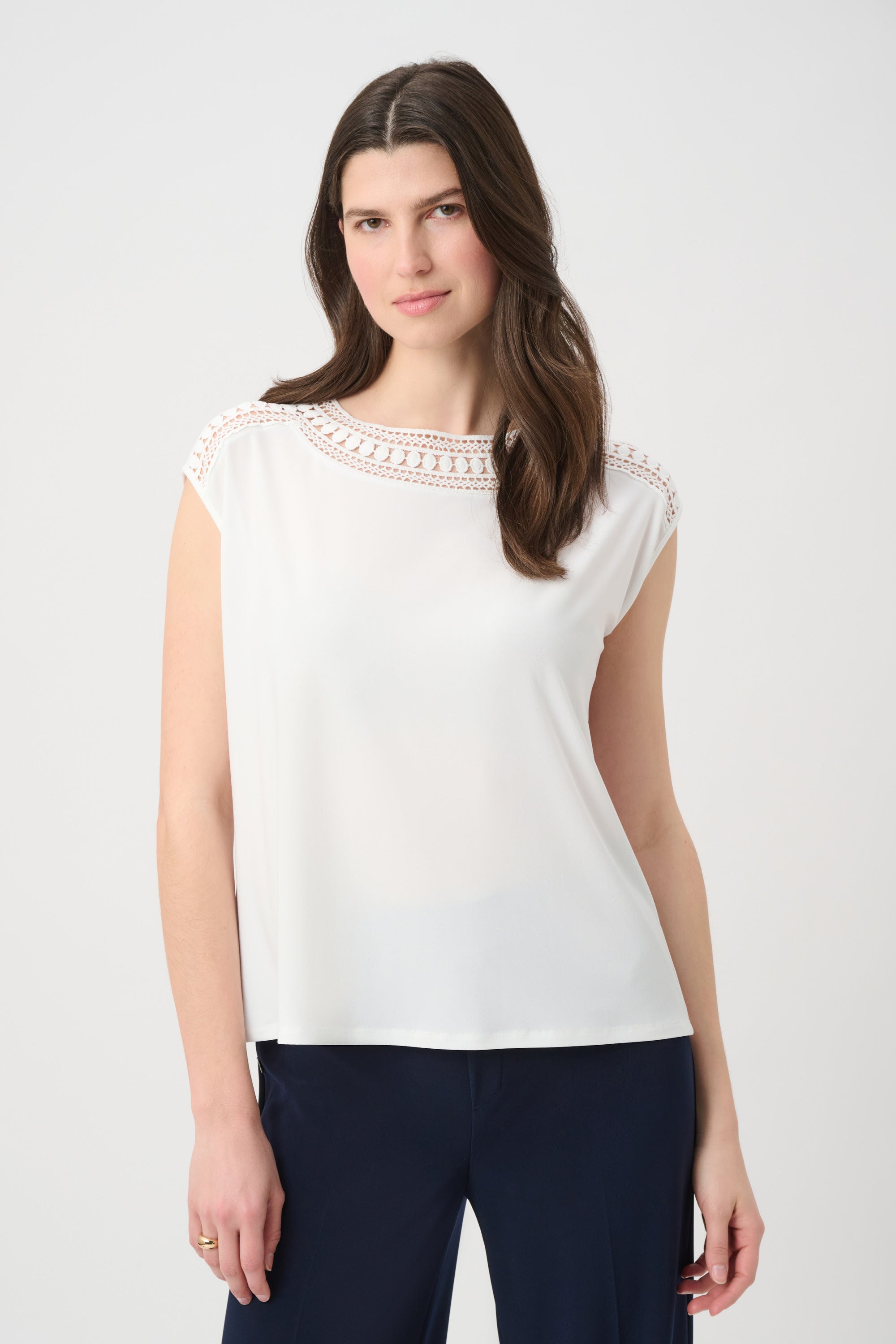 Boat Neckline Accented Top