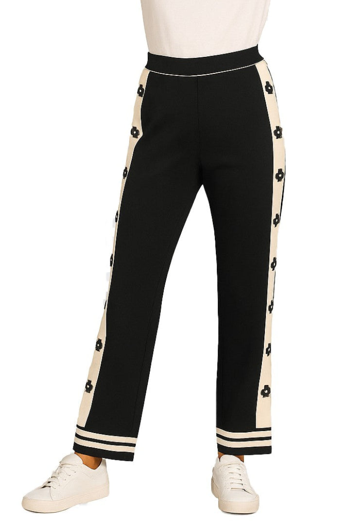 Pant With Side Stripe And Flowers