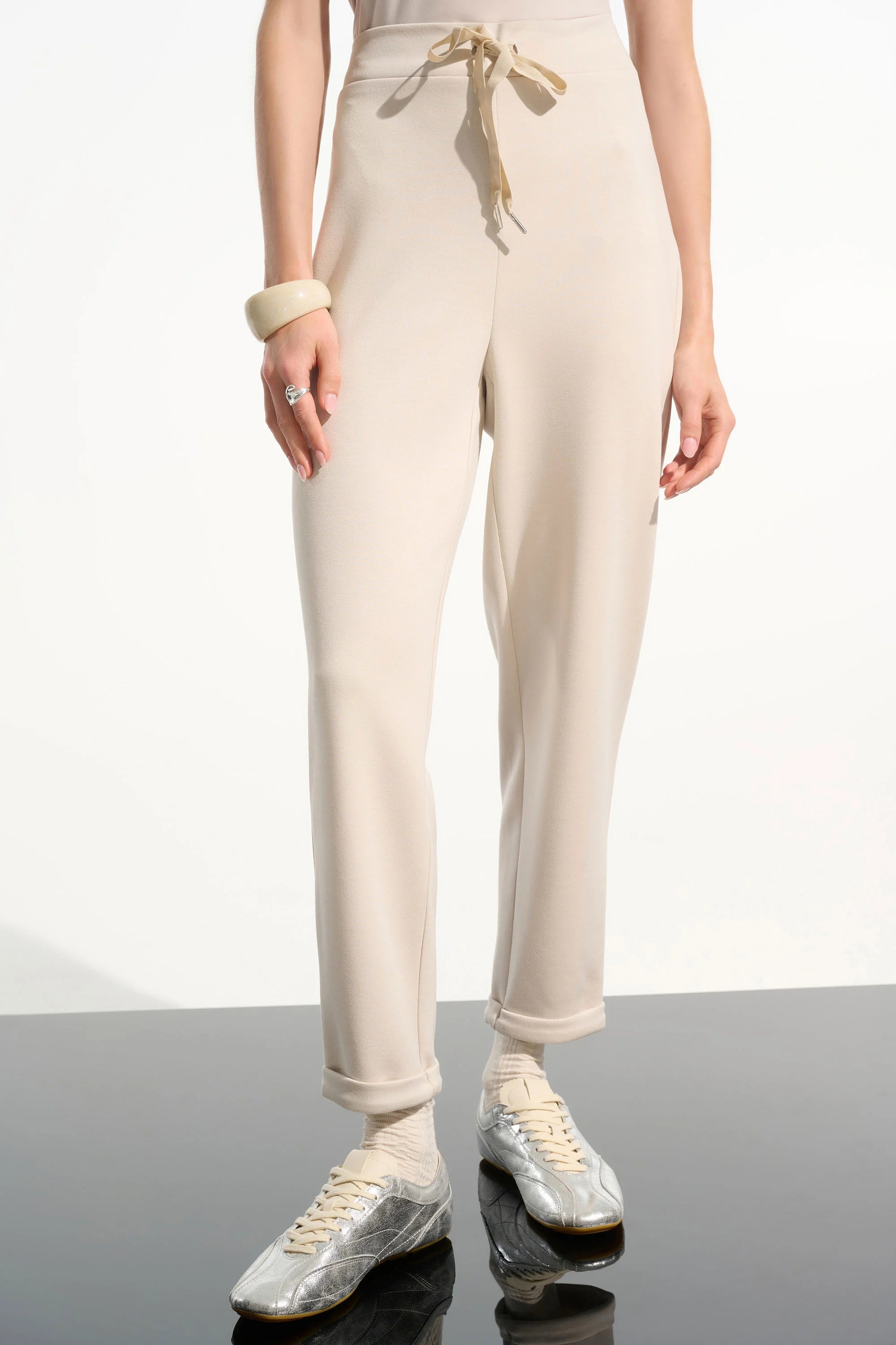 Scuba Jersey Pull-On Jogger Pants With Drawstring Waist