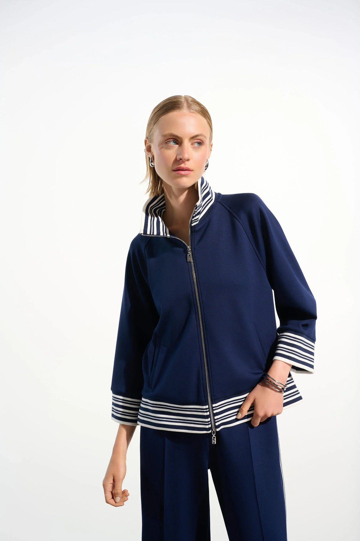 Joseph Ribkoff Striped Rib Raglan Jacket - Style 261617