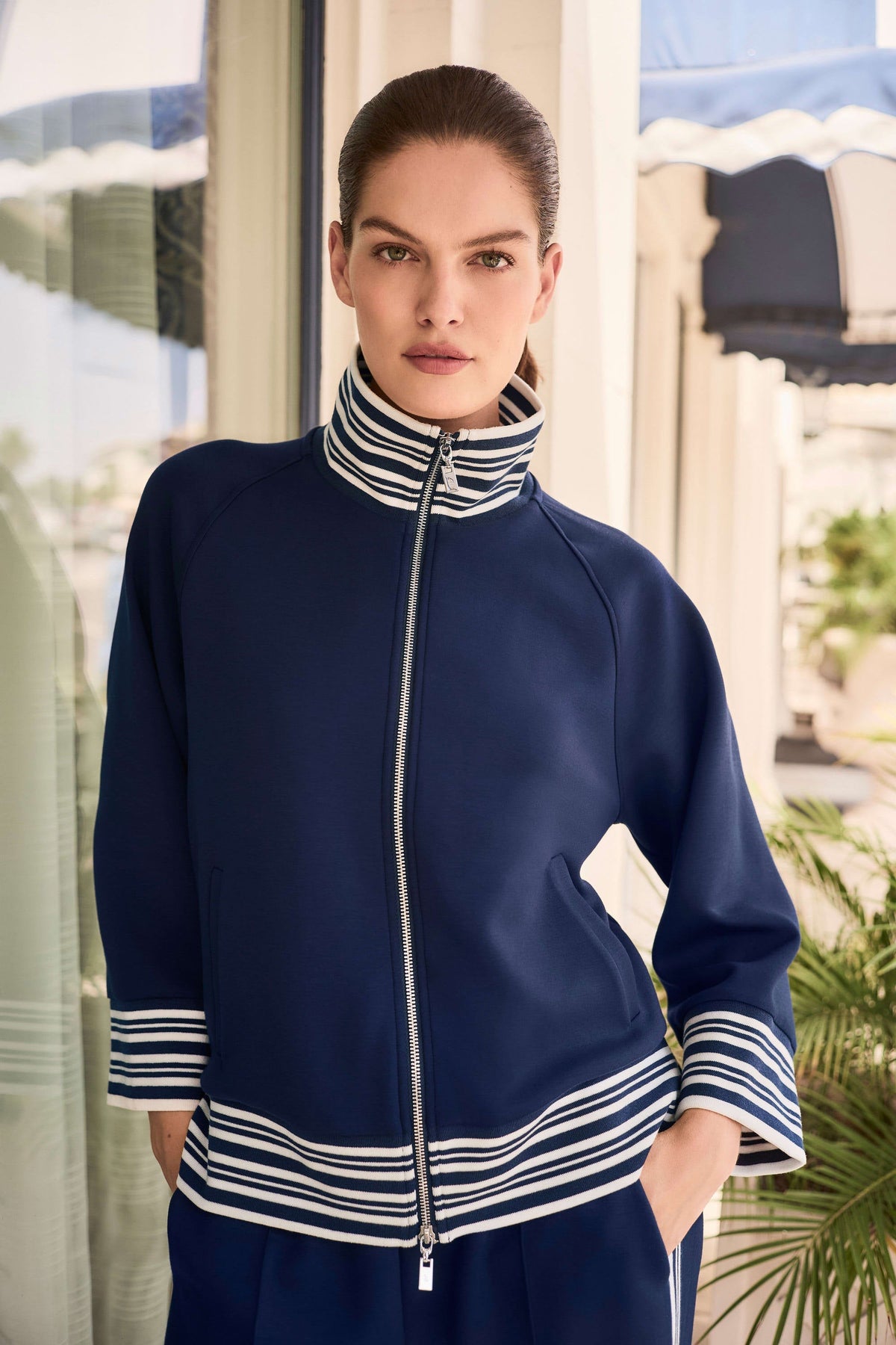 Joseph Ribkoff Striped Rib Raglan Jacket - Style 261617