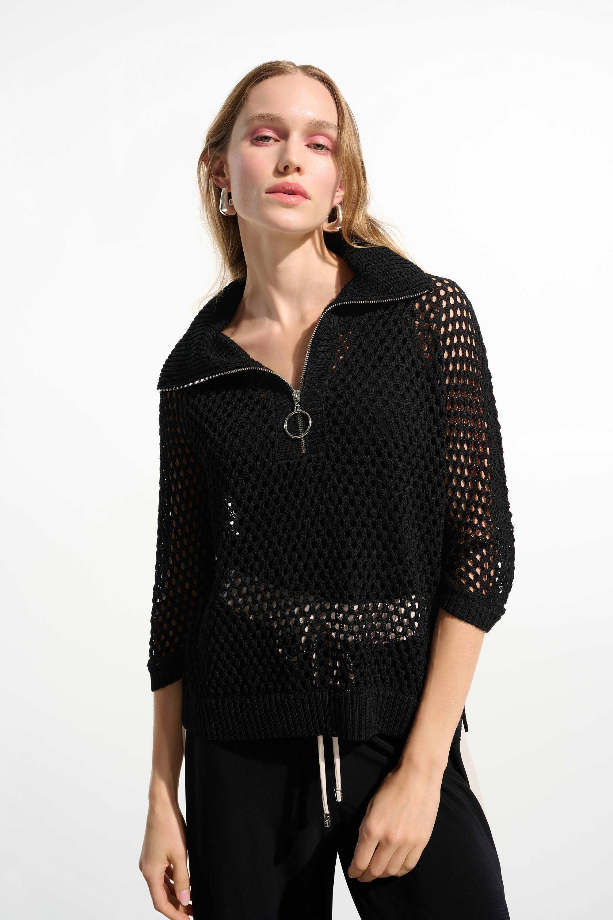 Boxy Sweater Knit With Zipped Neckline