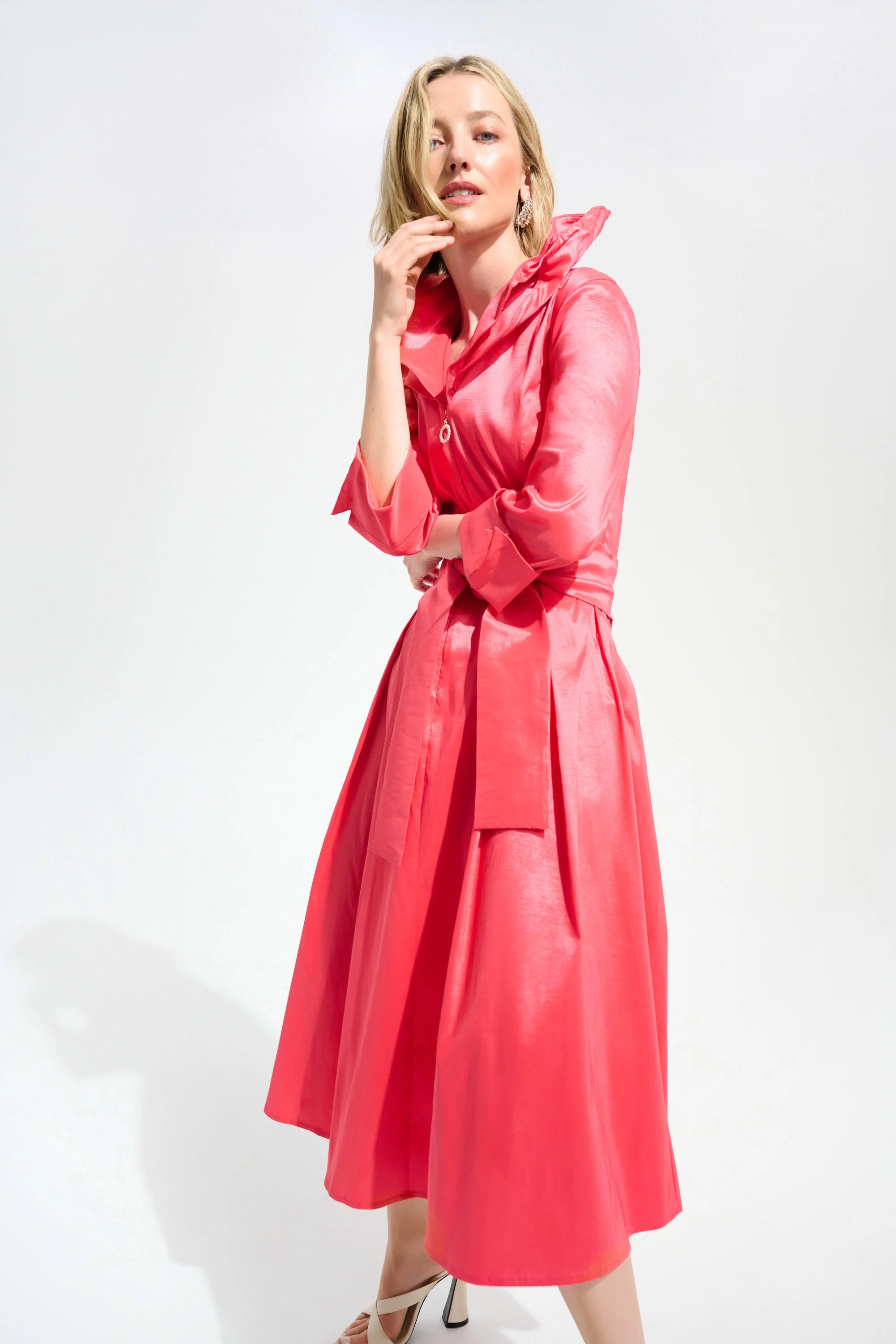 Taffeta Wired Lapel Dress