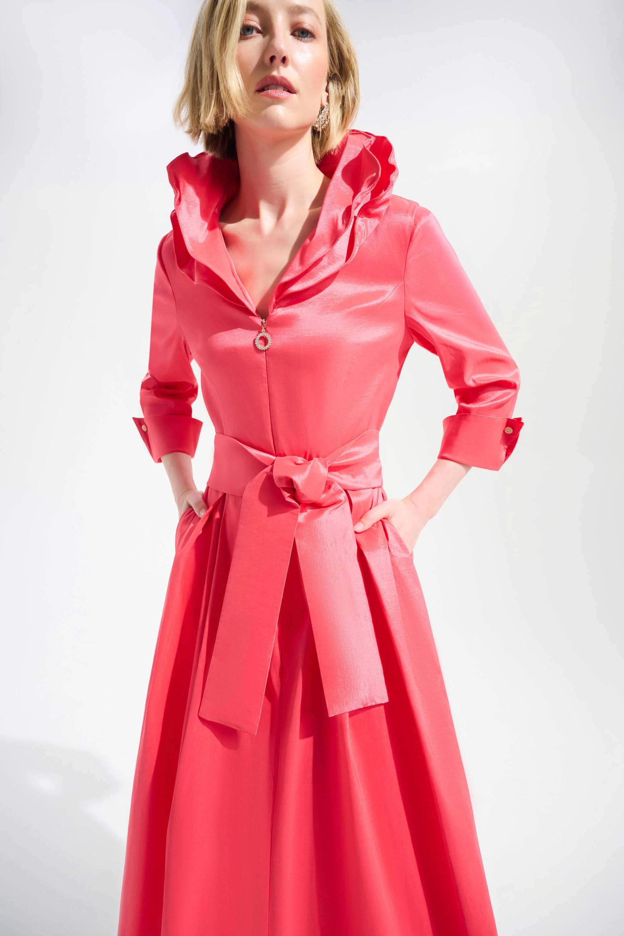 Taffeta Wired Lapel Dress