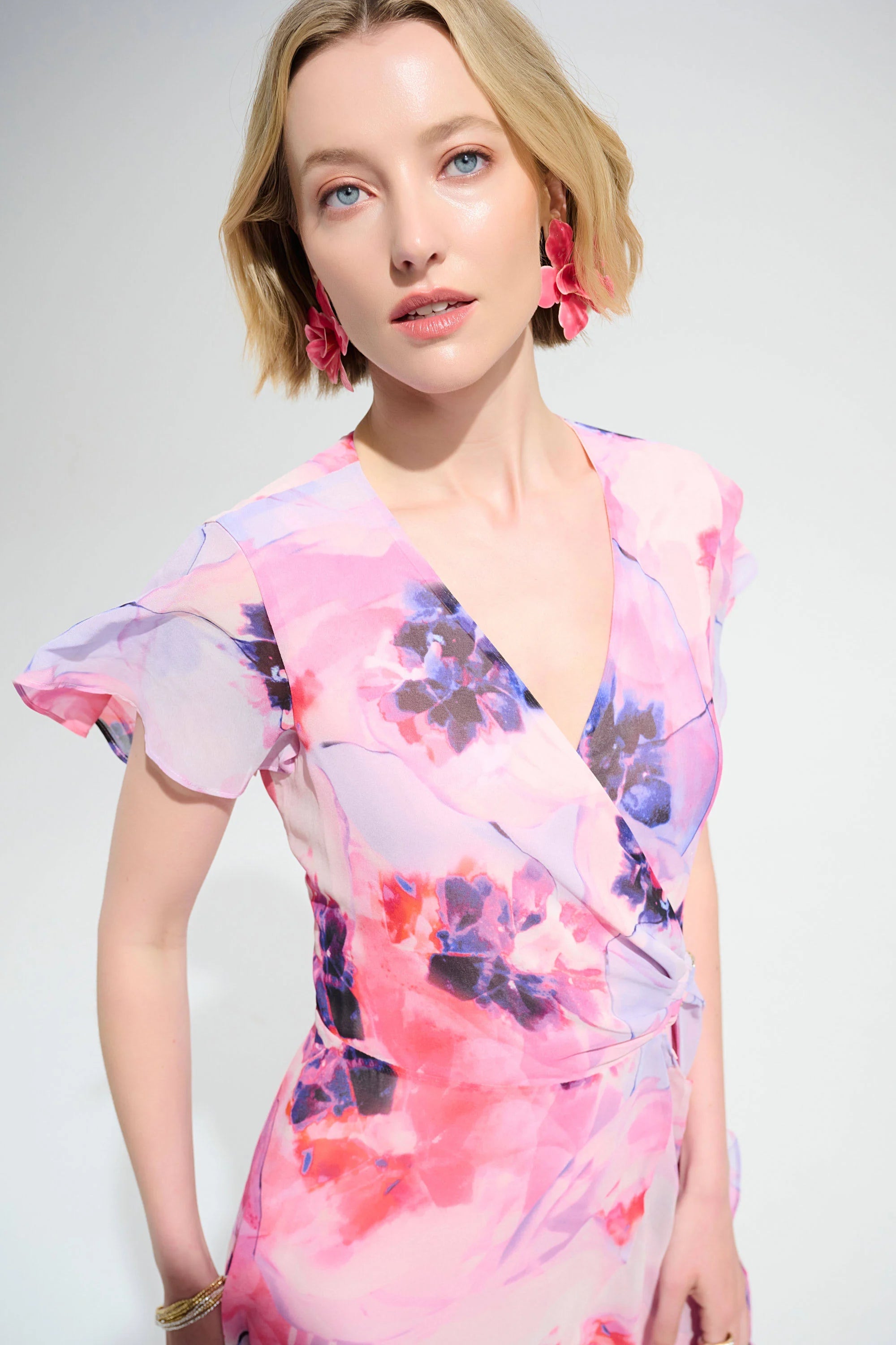 Chiffon Ruffle Wrap Dress