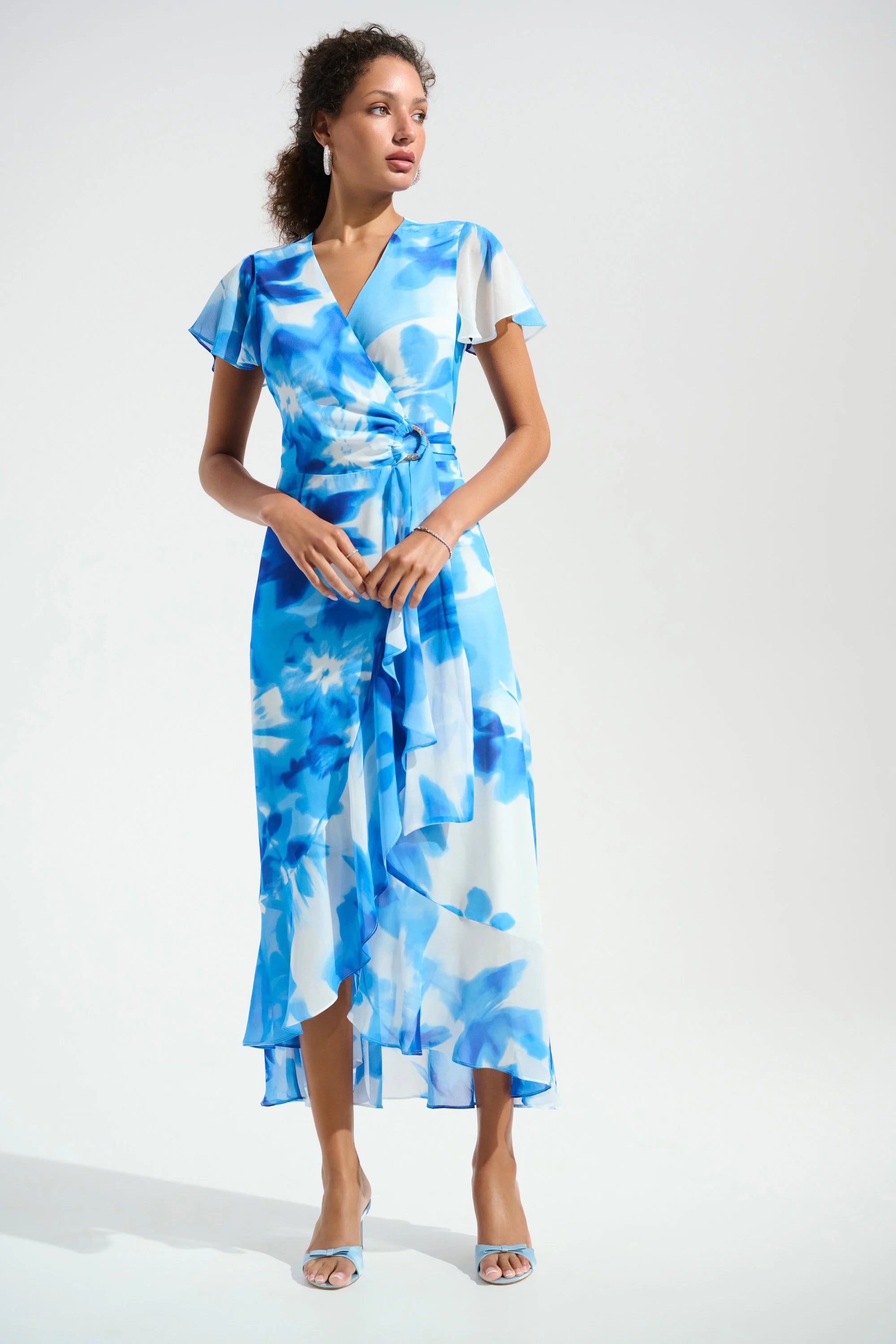 Chiffon Ruffle Wrap Dress