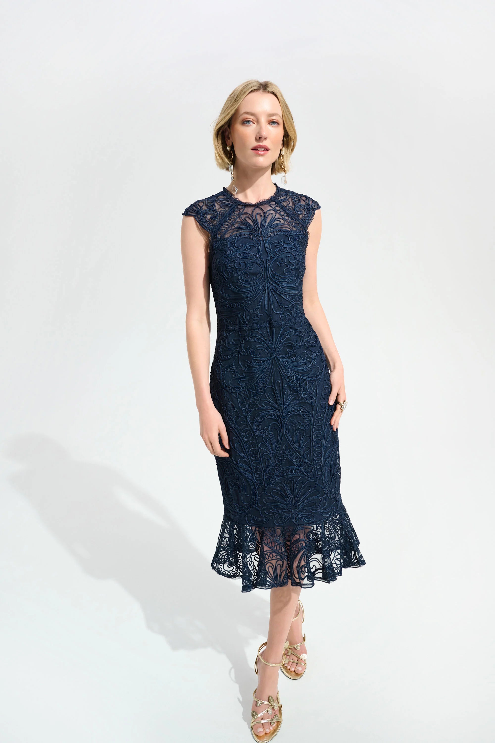 Soutache Trumpet Flounce Dress
