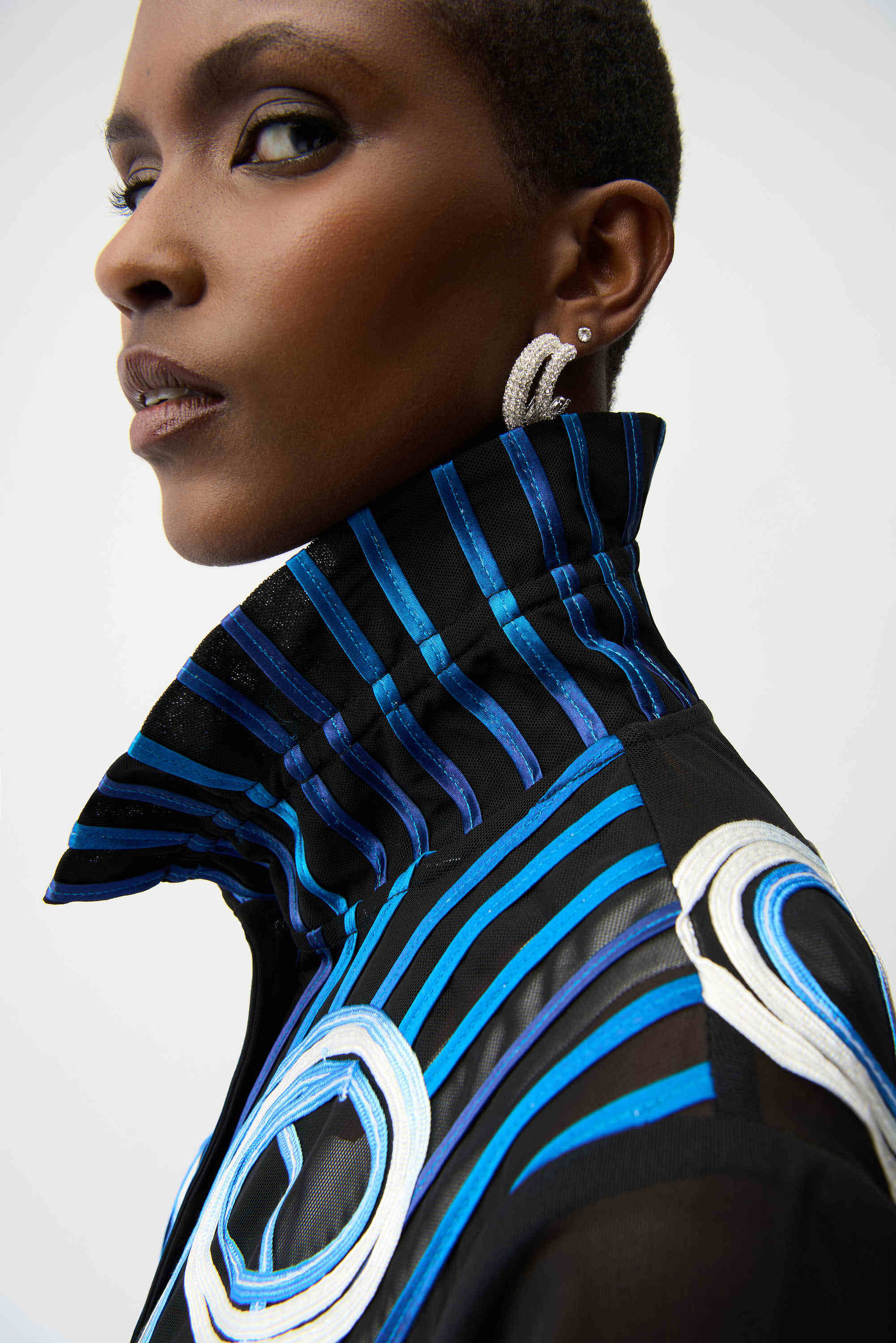Satin And Mesh Soutache Jacket With Bell Sleeves