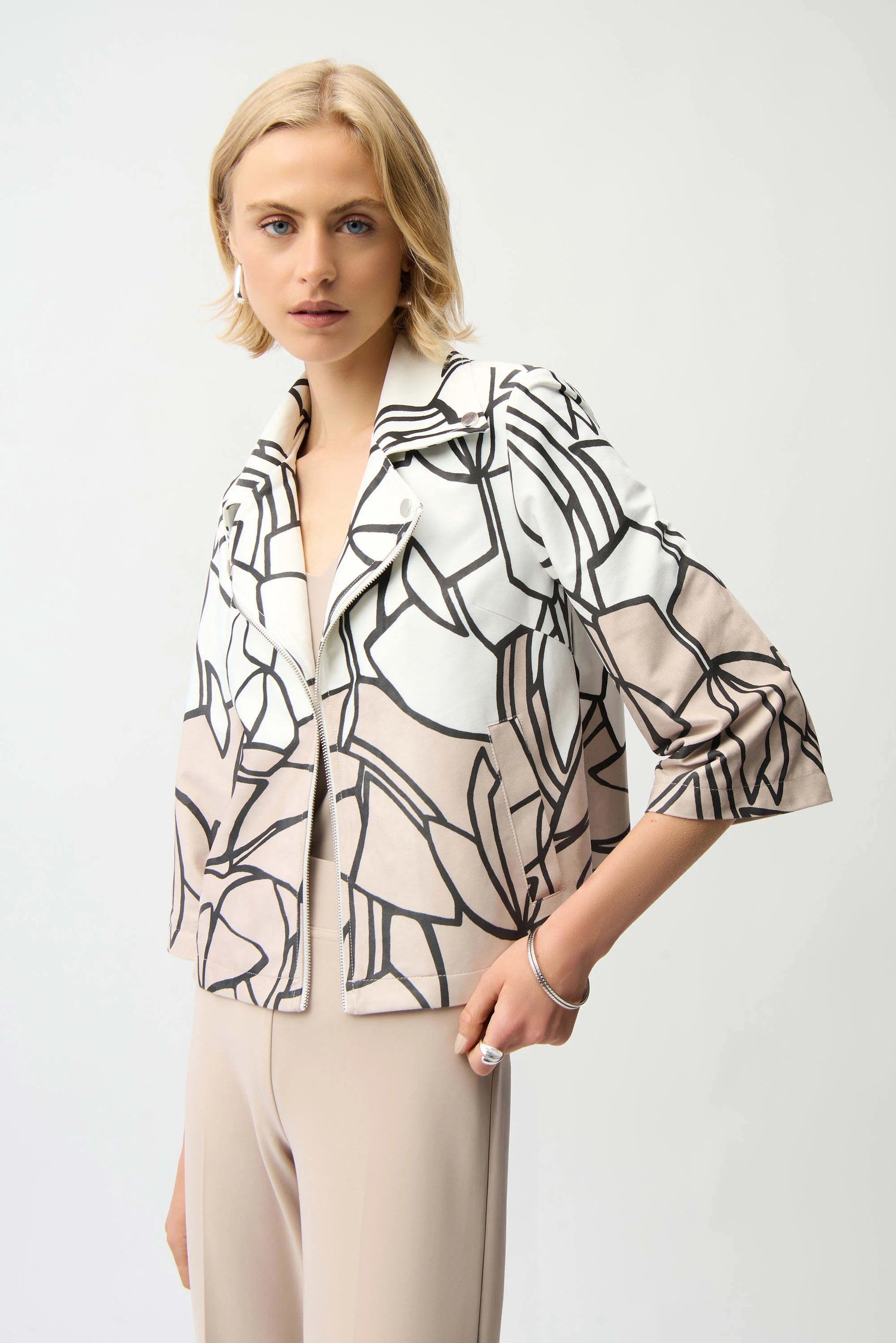 Abstract Print Snap Jacket