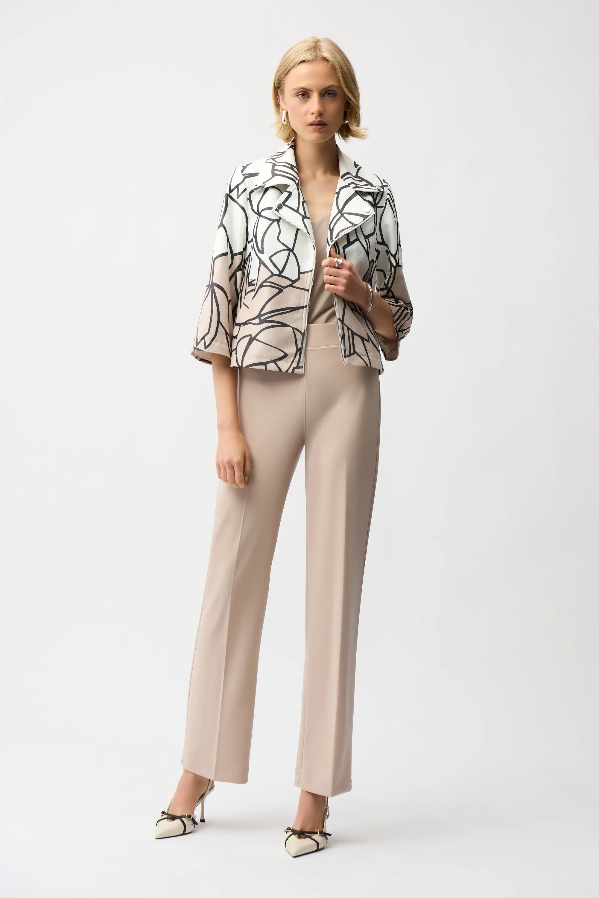 Abstract Print Snap Jacket