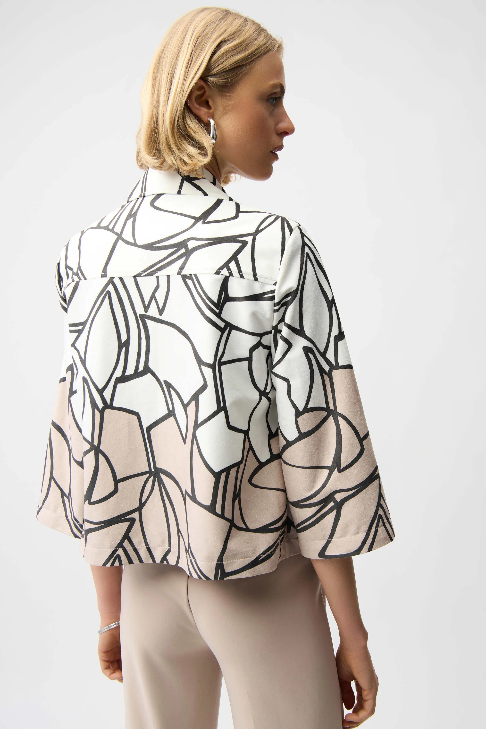 Abstract Print Snap Jacket