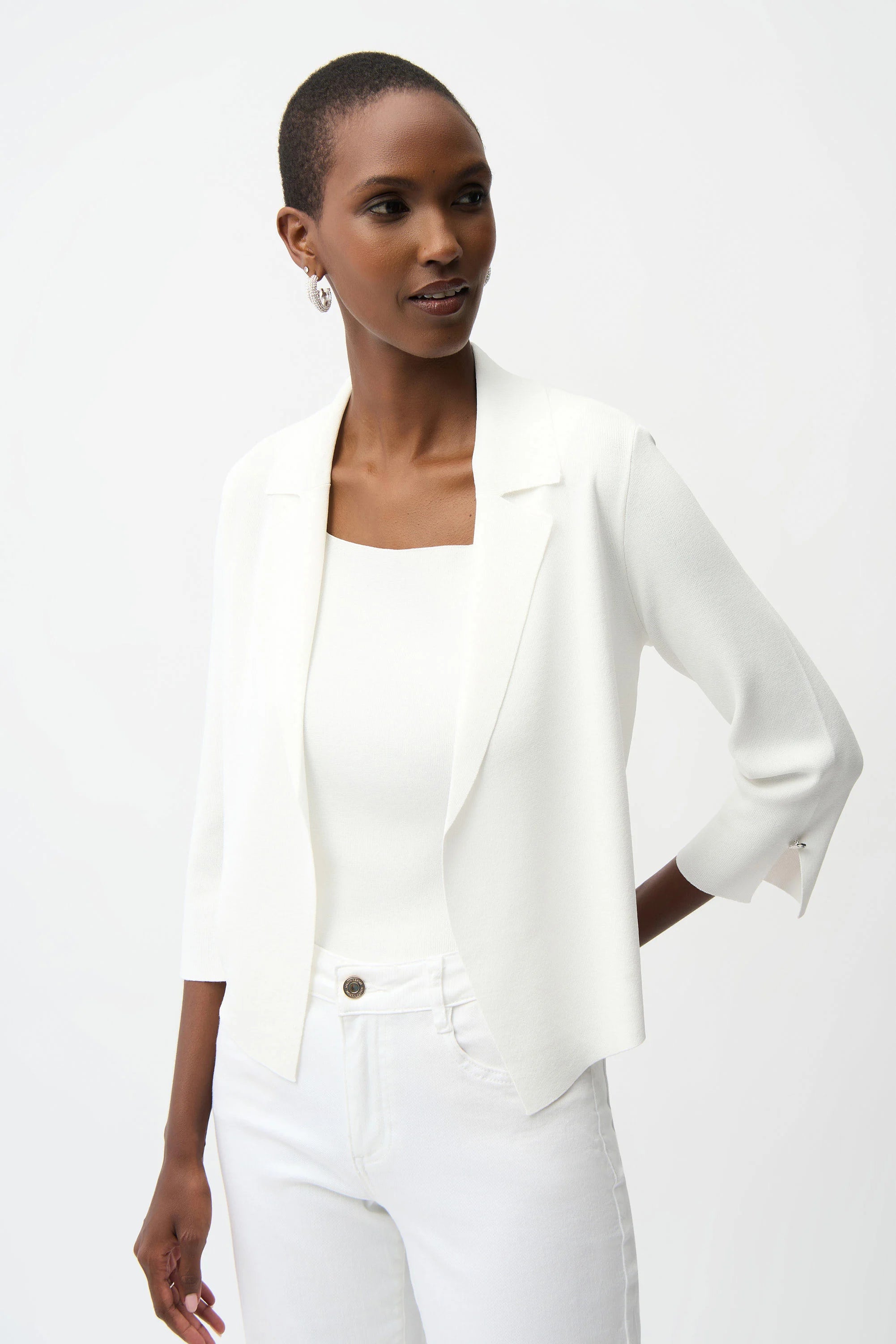 Open Front Button Cuff Cardigan