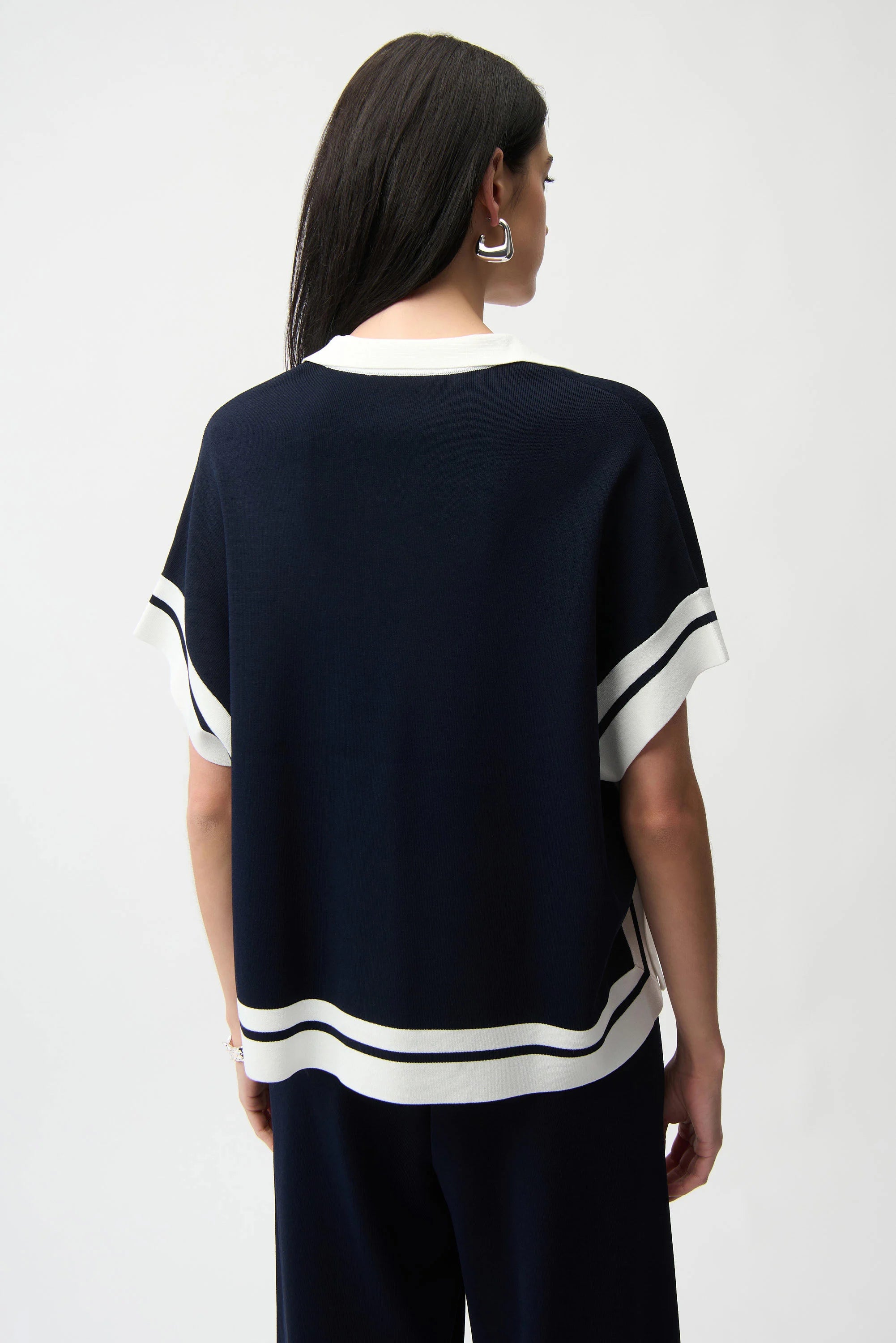 Border Stripe Polo Sweater