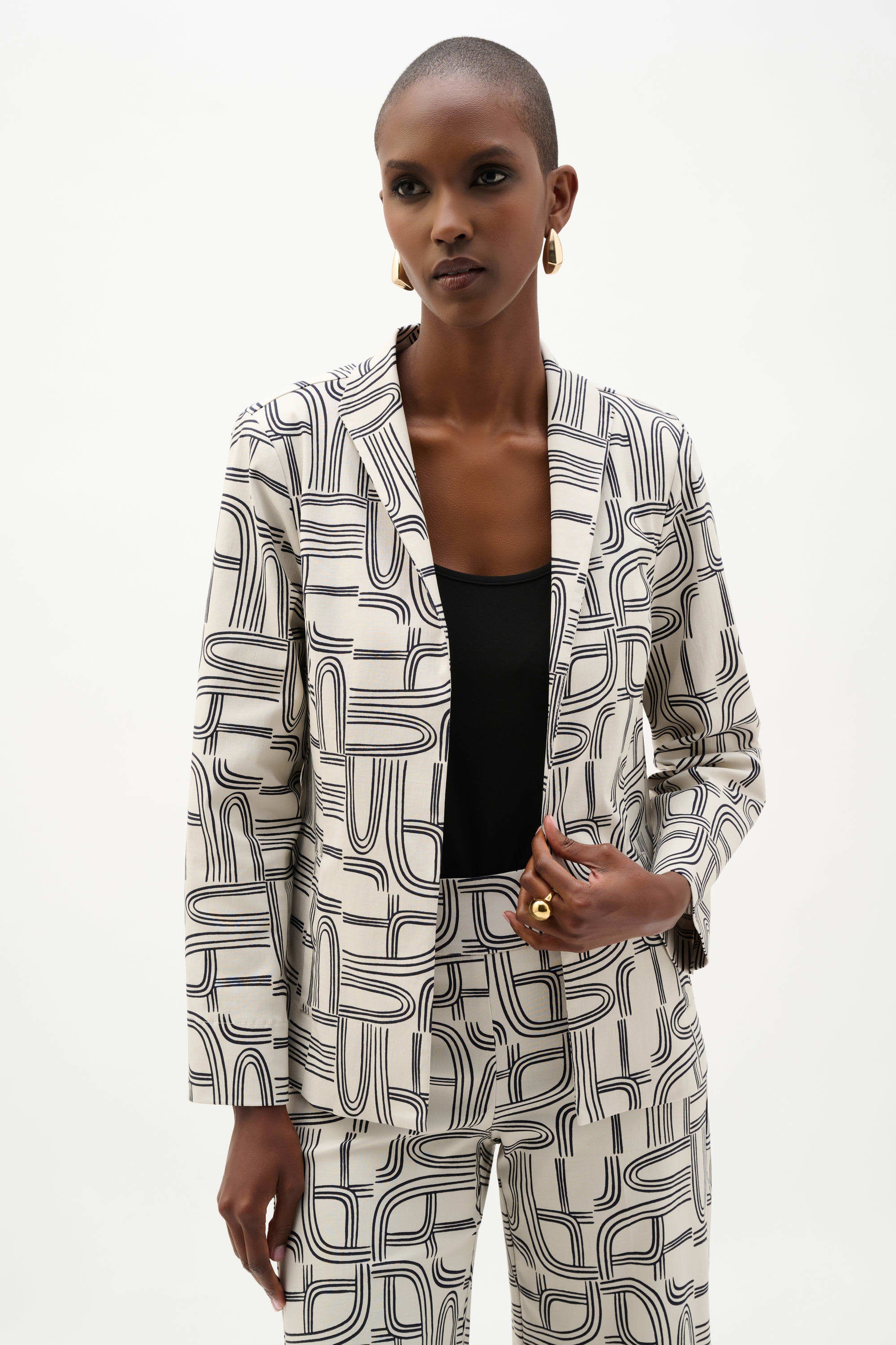 Millennium Geometric Print Straight-Cut Jacket
