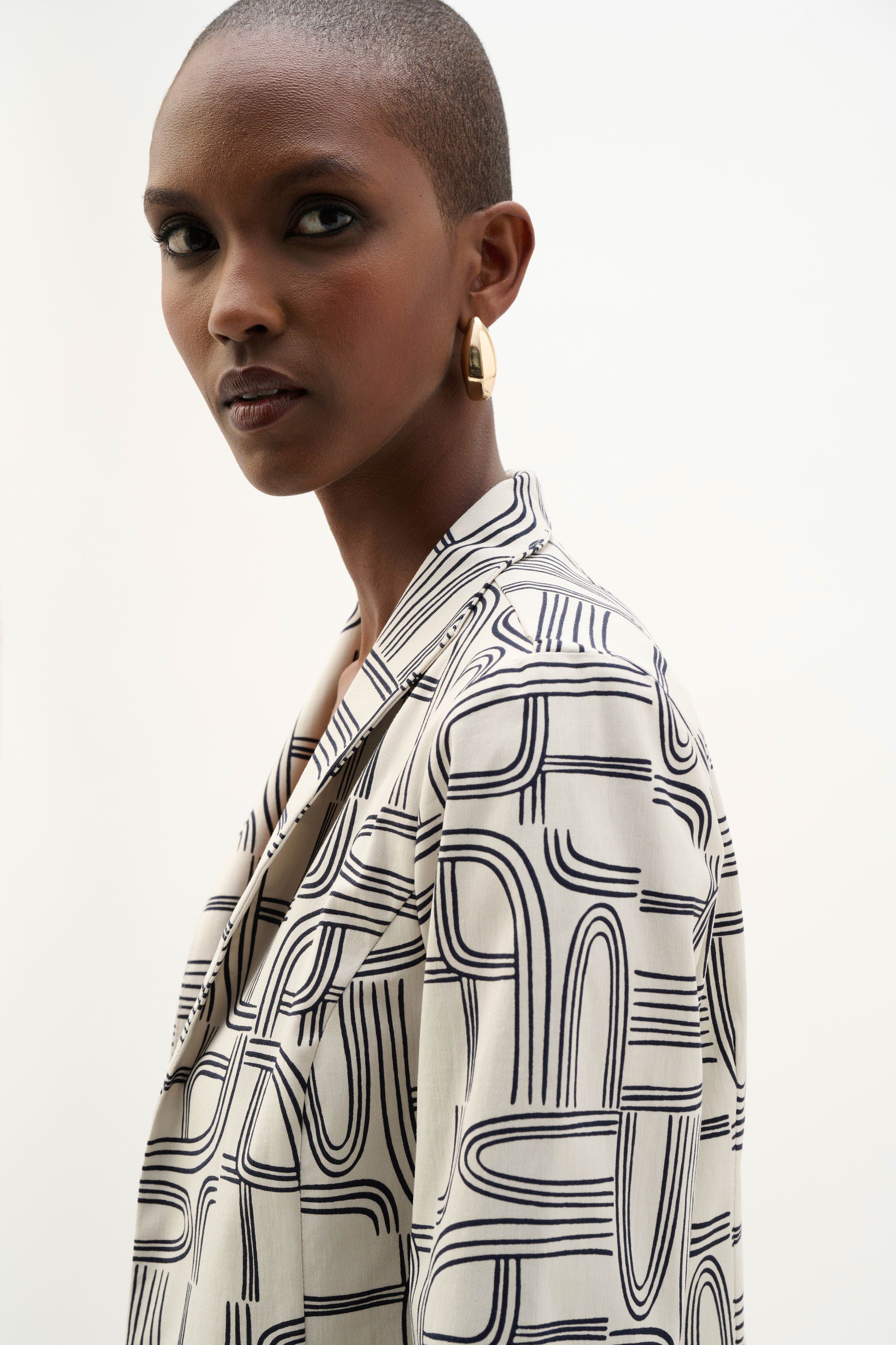 Millennium Geometric Print Straight-Cut Jacket