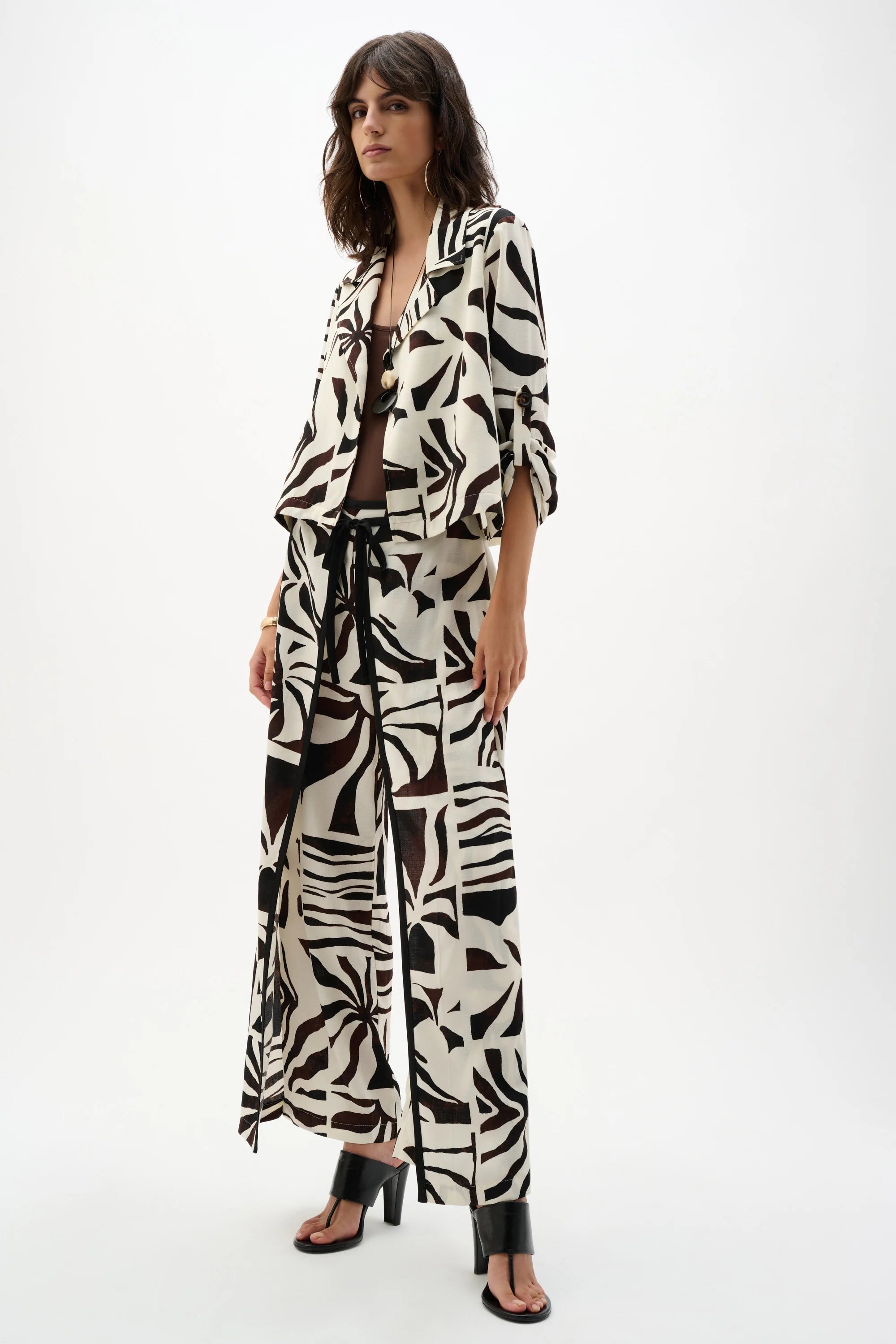Tropical Gauze Tie-Front Pants