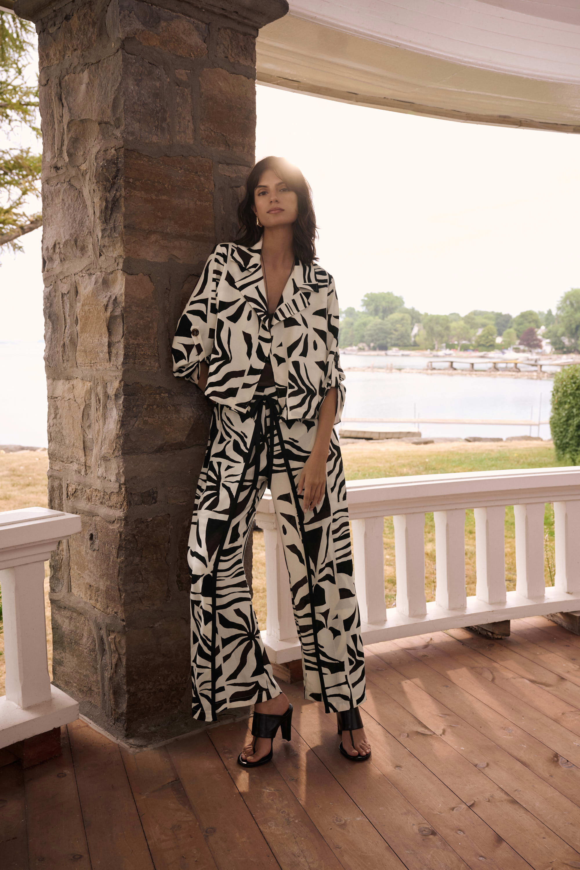 Tropical Gauze Tie-Front Pants