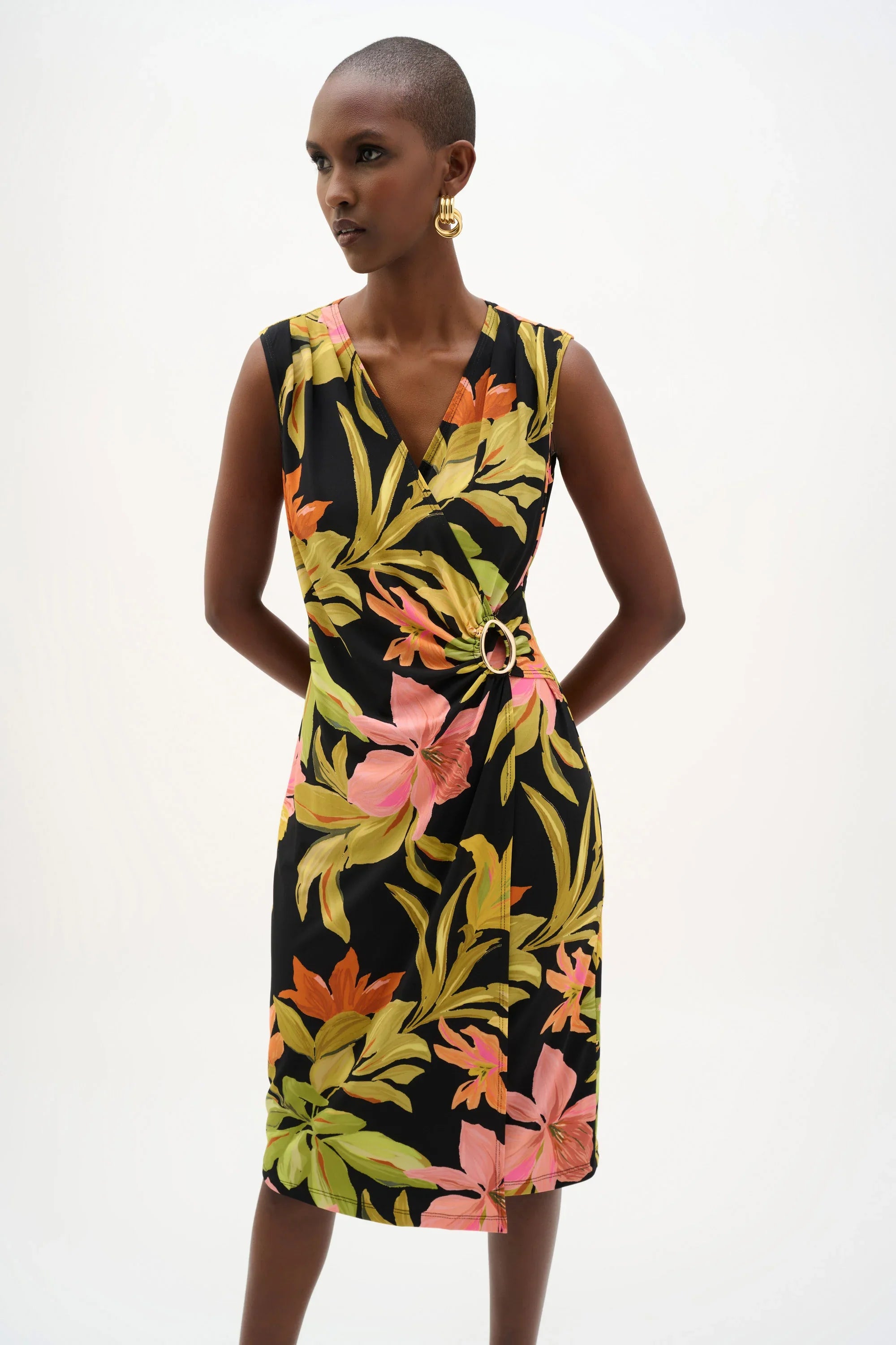 Tropical Print Wrap Dress