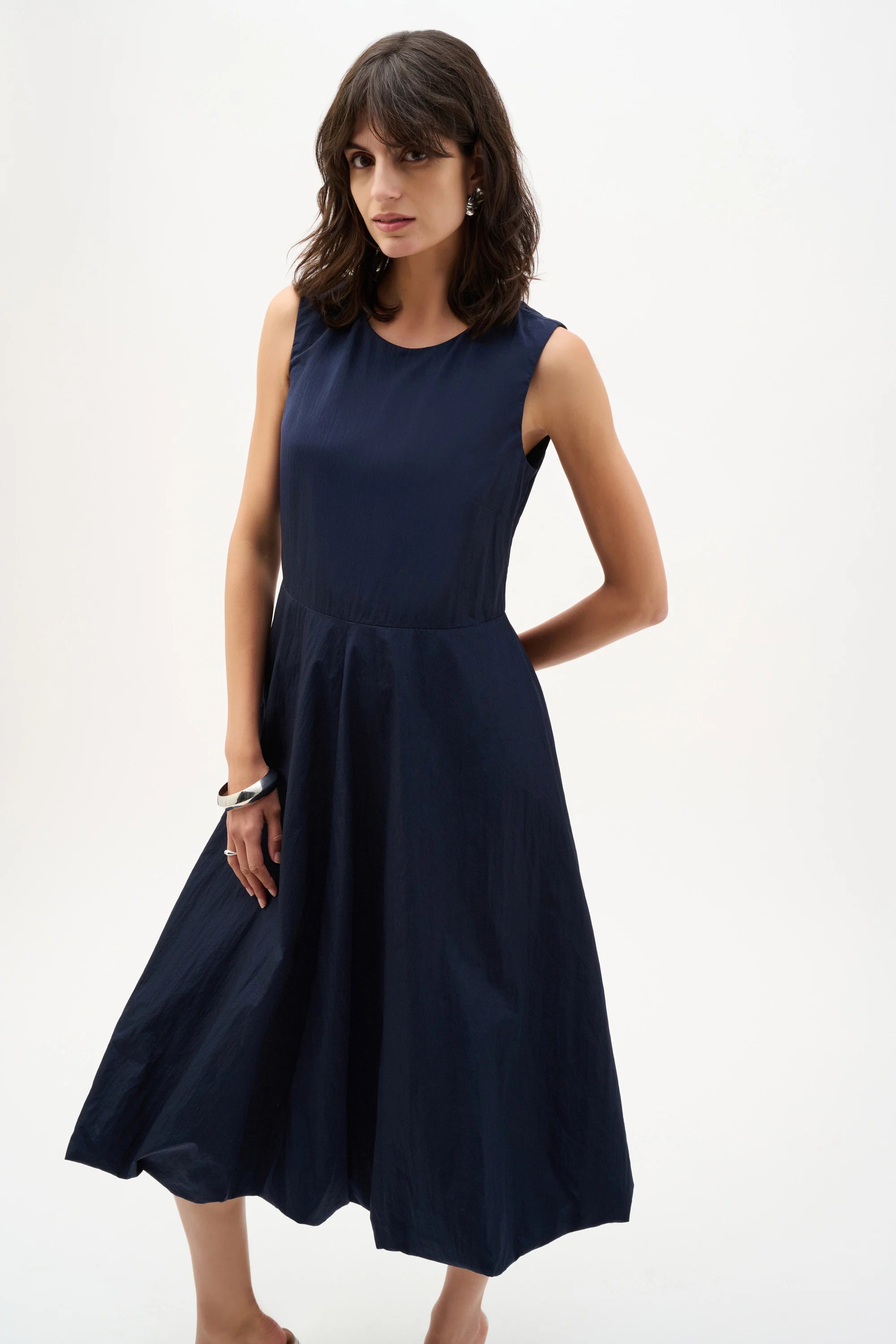 Woven Parachute A-Line Dress With Bubble Skirt