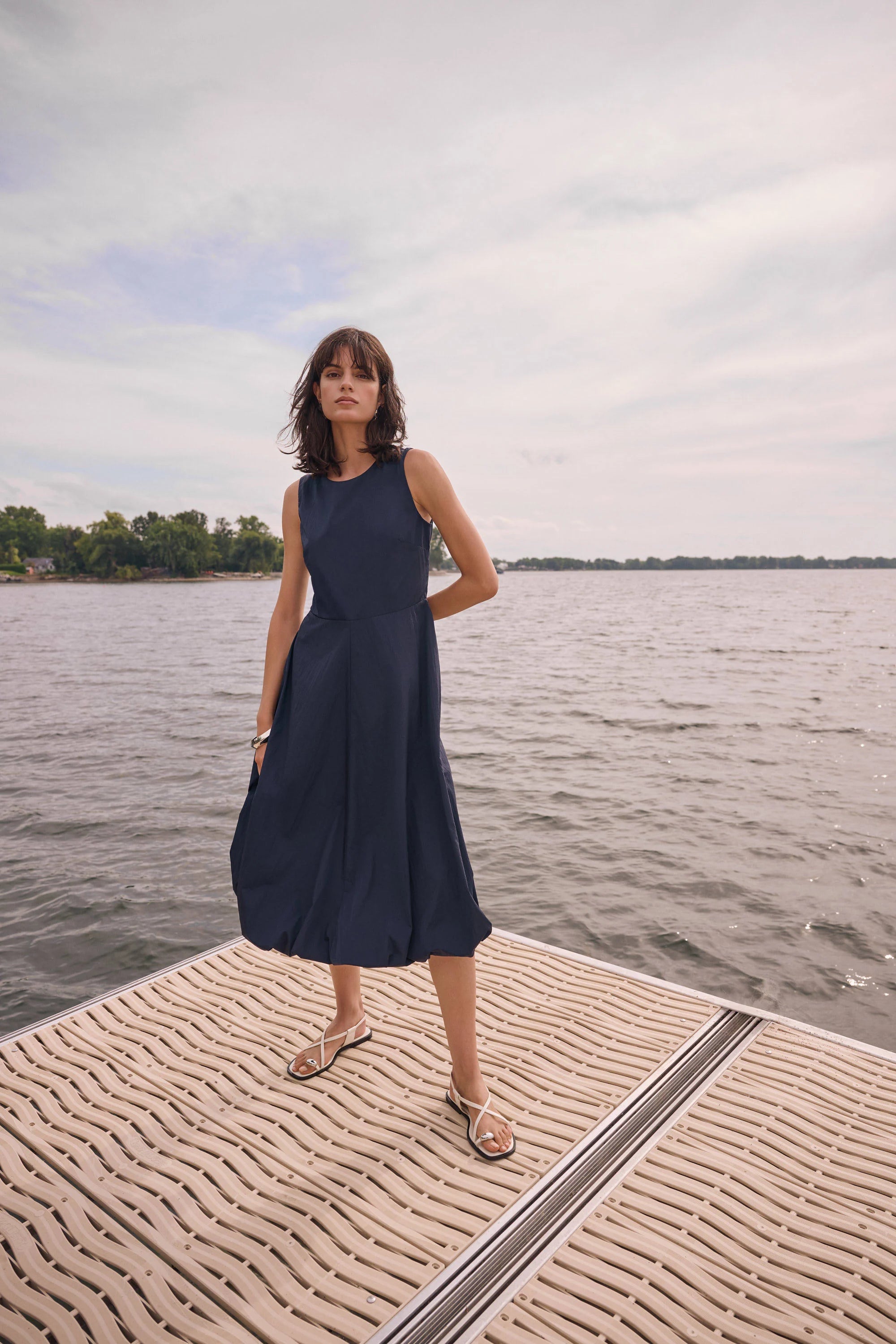 Woven Parachute A-Line Dress With Bubble Skirt