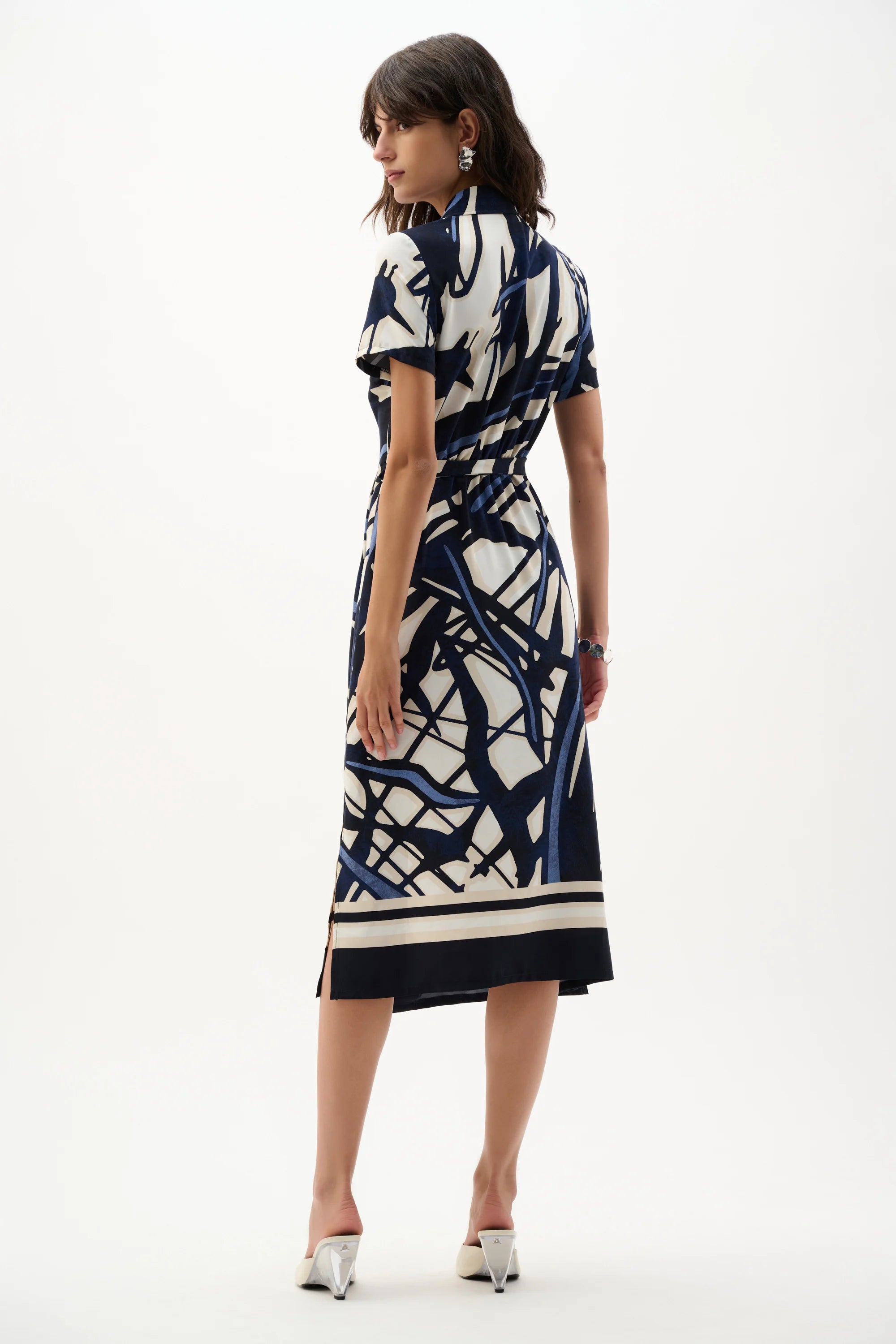 Abstract Print Wrap Shirt Dress