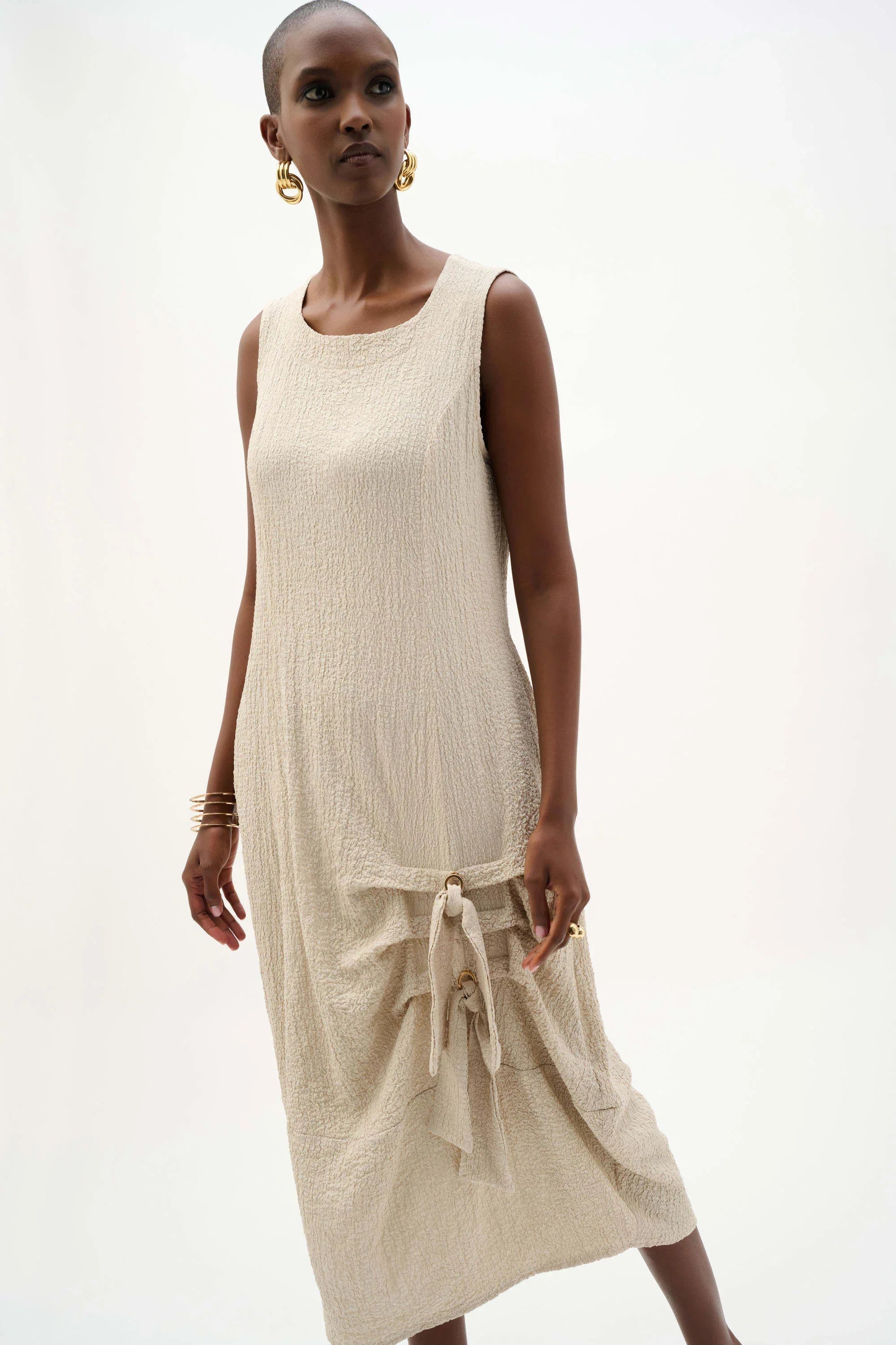 Seersucker Ring-Tie Dress