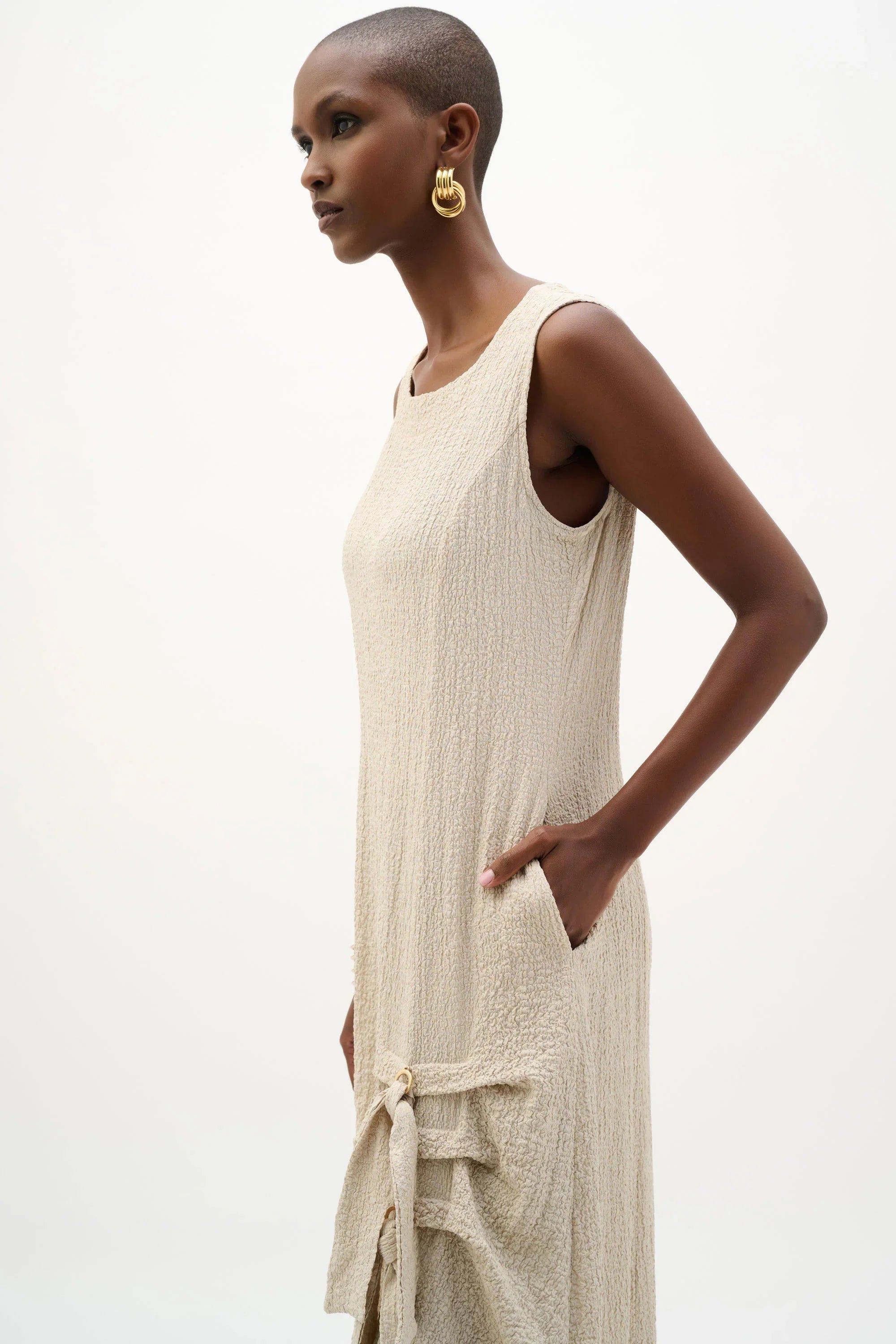 Seersucker Ring-Tie Dress