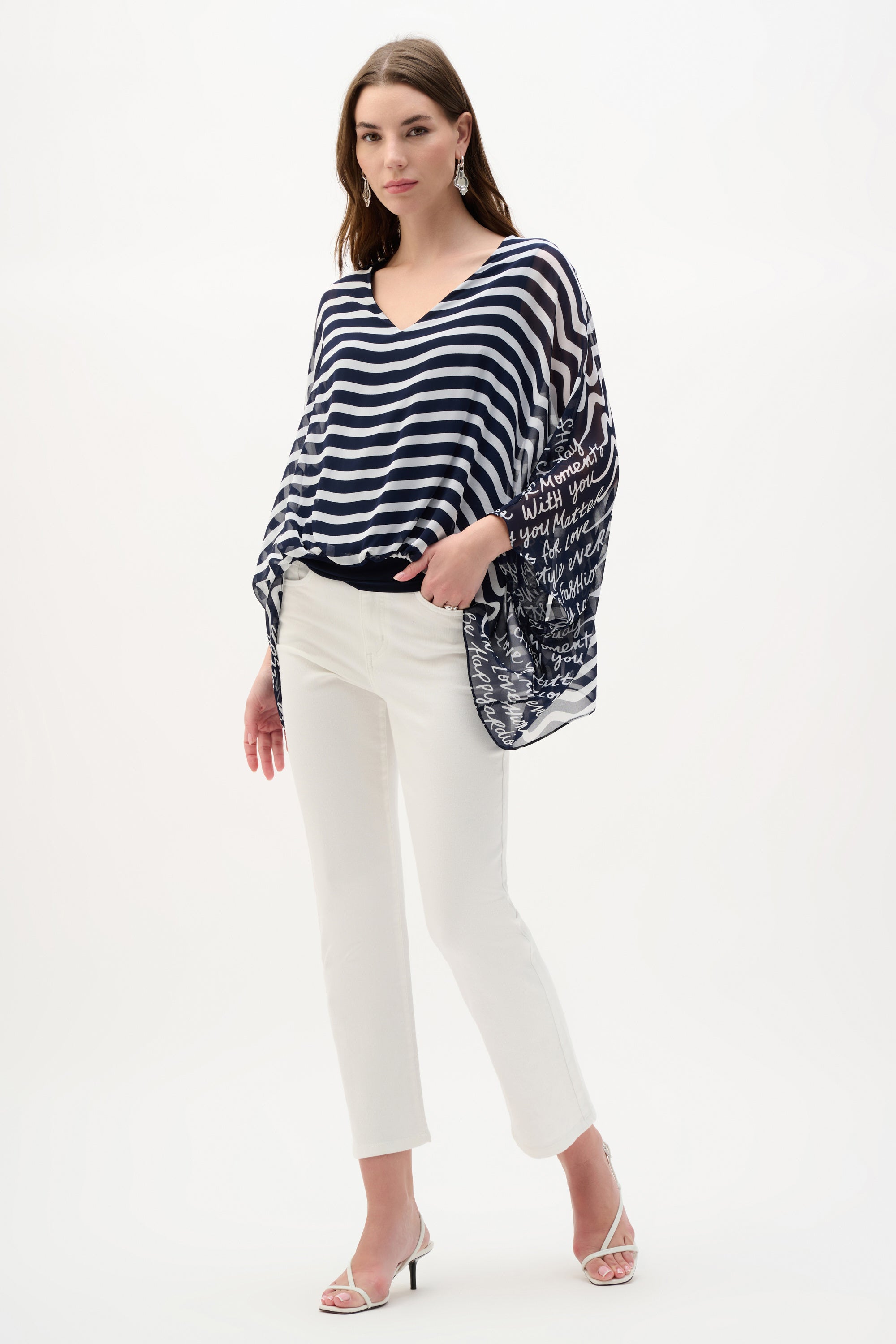 Conversational Print Chiffon Poncho