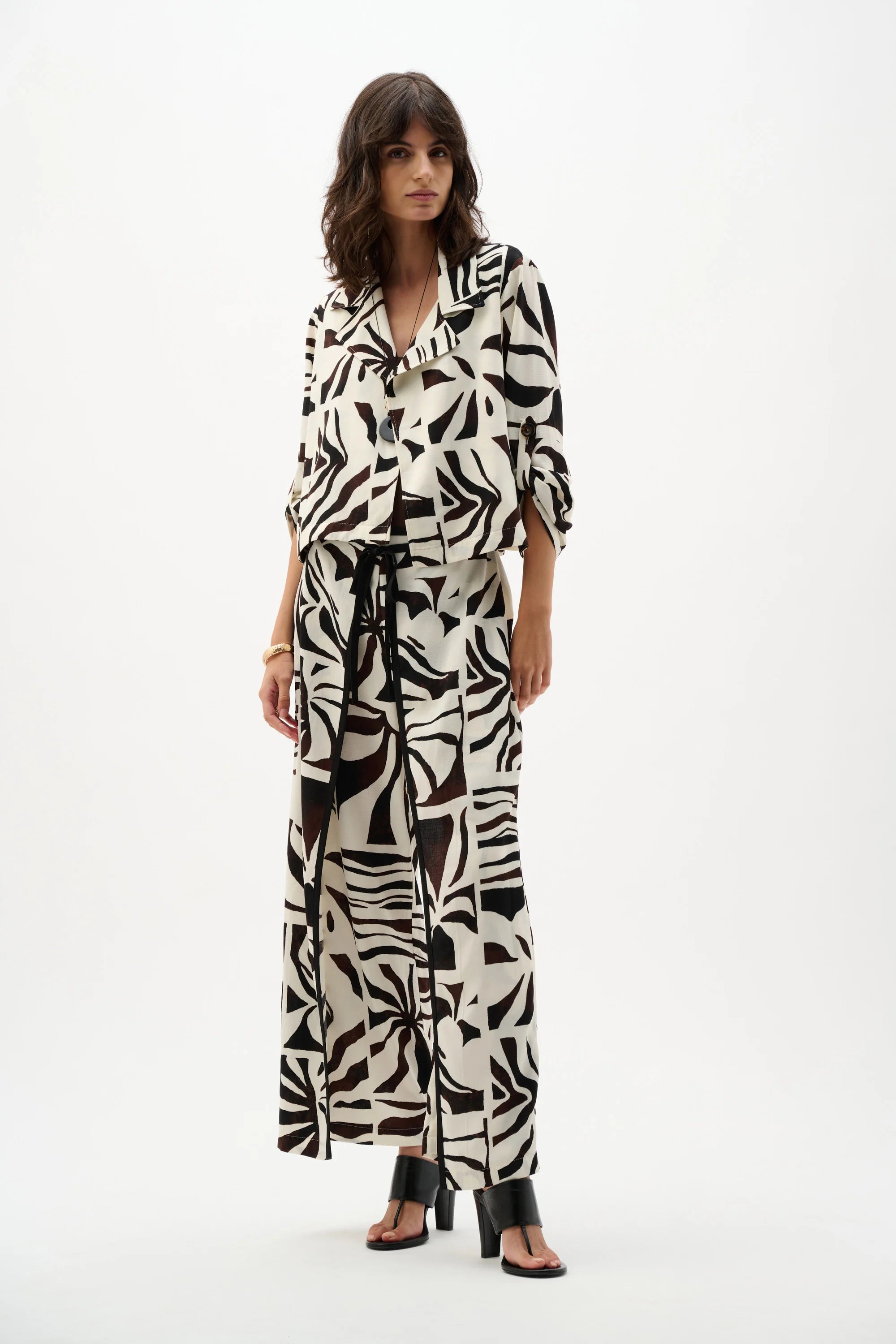 Tropical Print Boxy Blazer