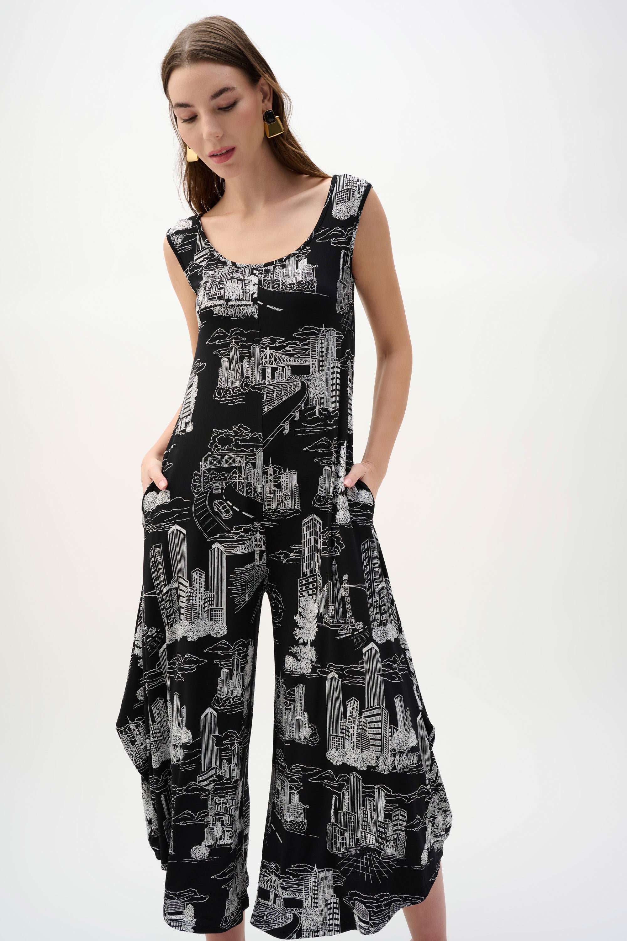 Conversational Print Culotte Jumpsuit